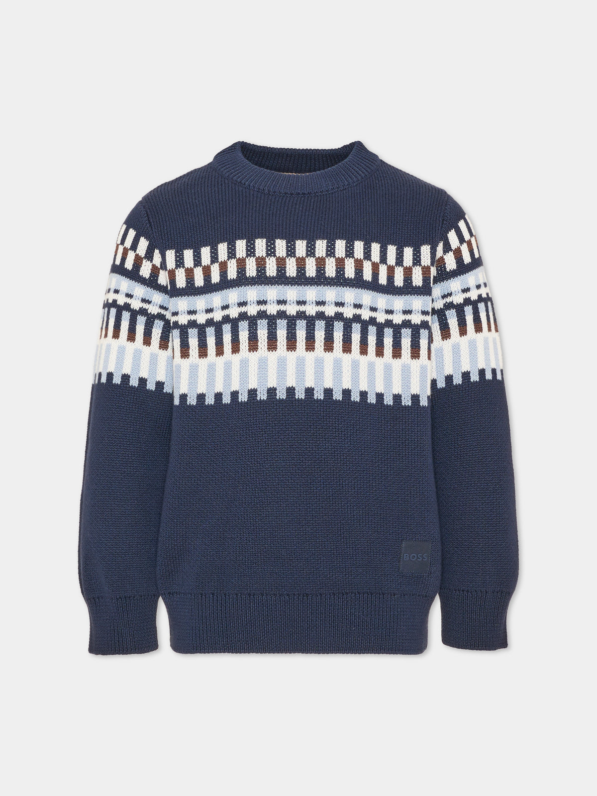 Maglione blu per bambino a righe,Boss,J53393 849