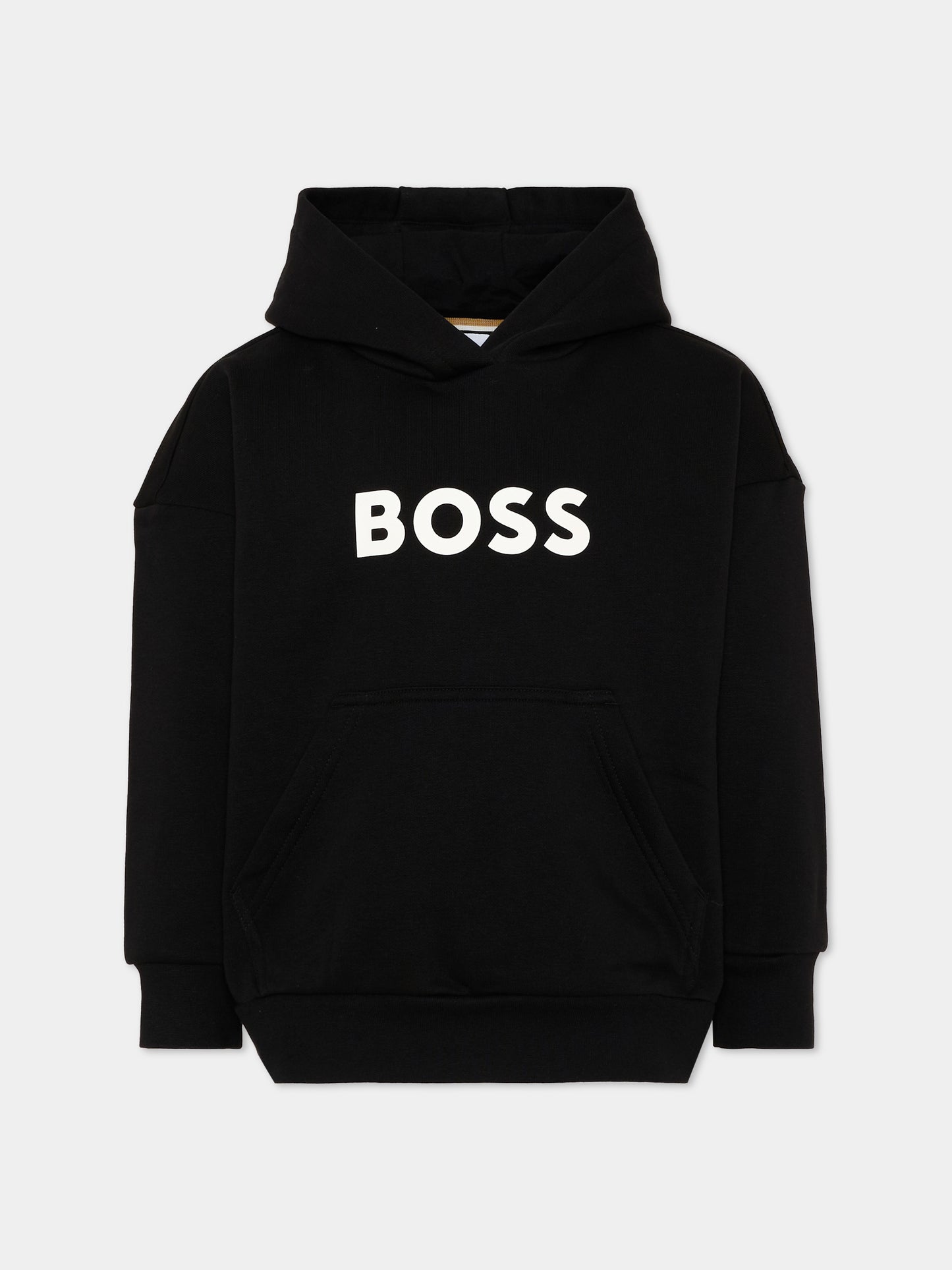 Felpa nera per bambino con logo,Boss,J53396 09B