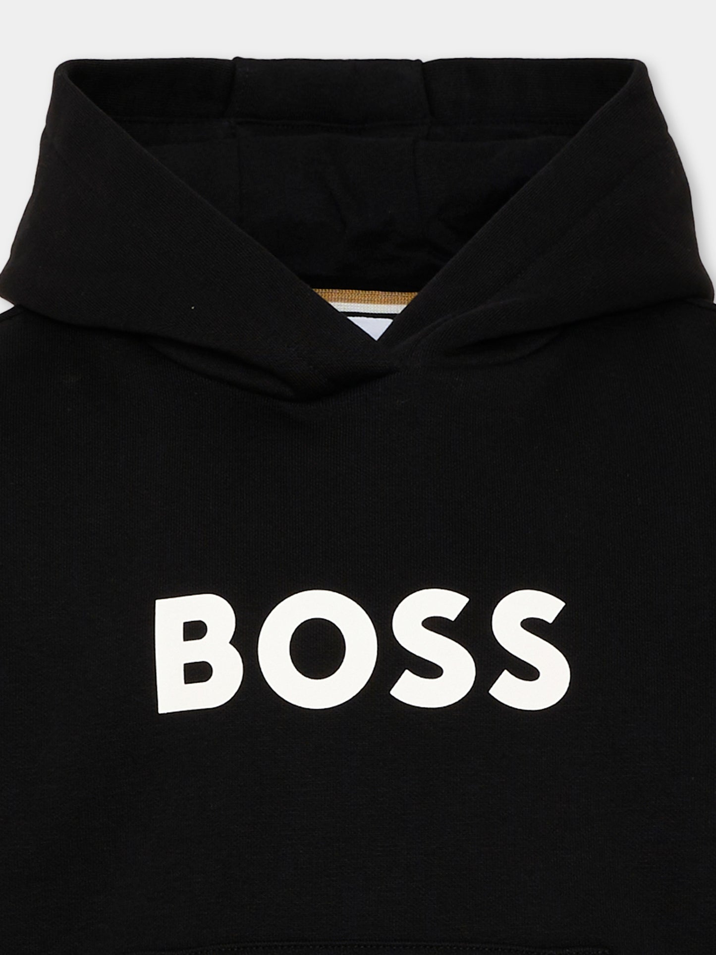 Felpa nera per bambino con logo,Boss,J53396 09B