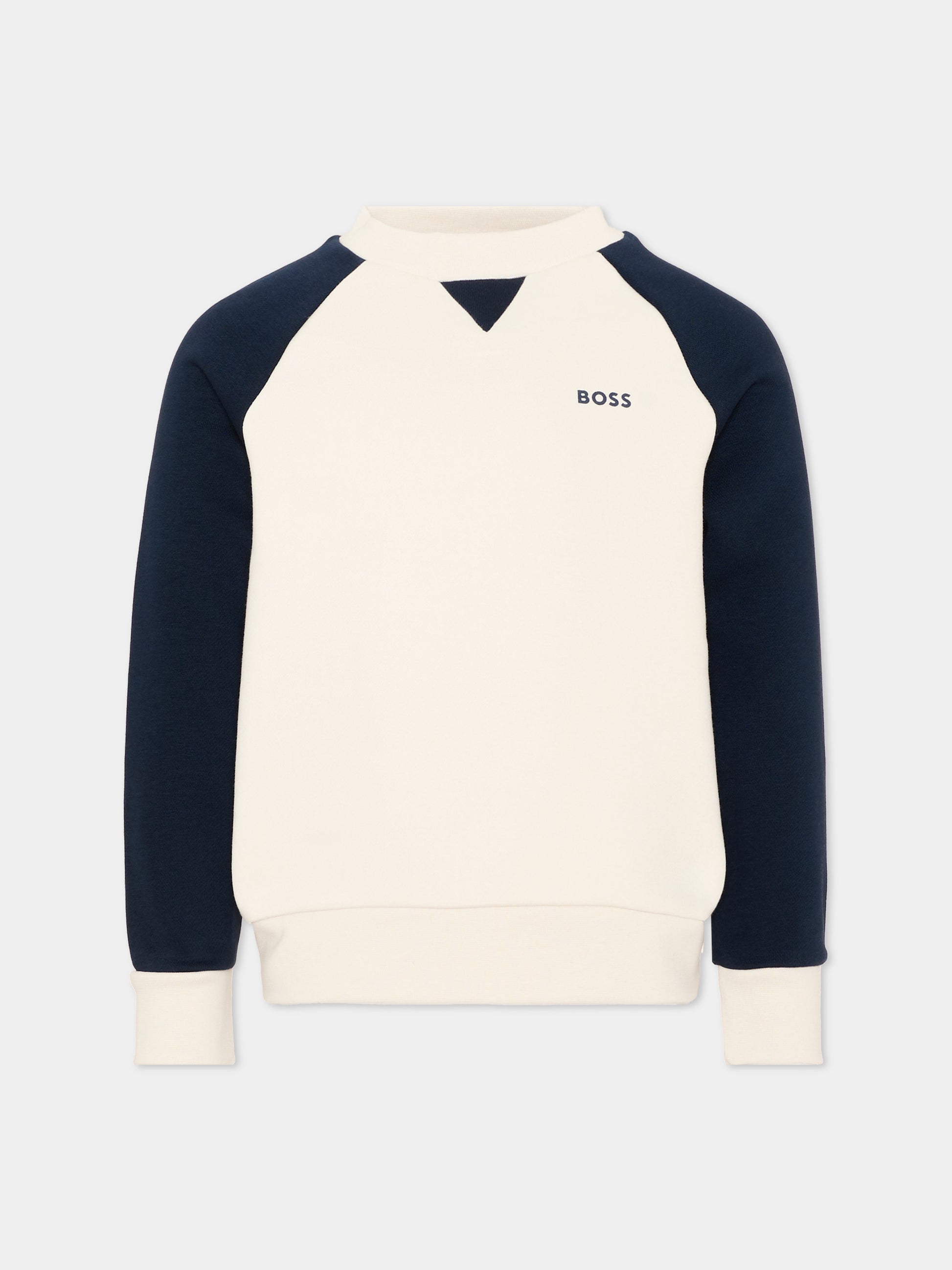 Felpa avorio per bambino con logo,Boss,J53397 120