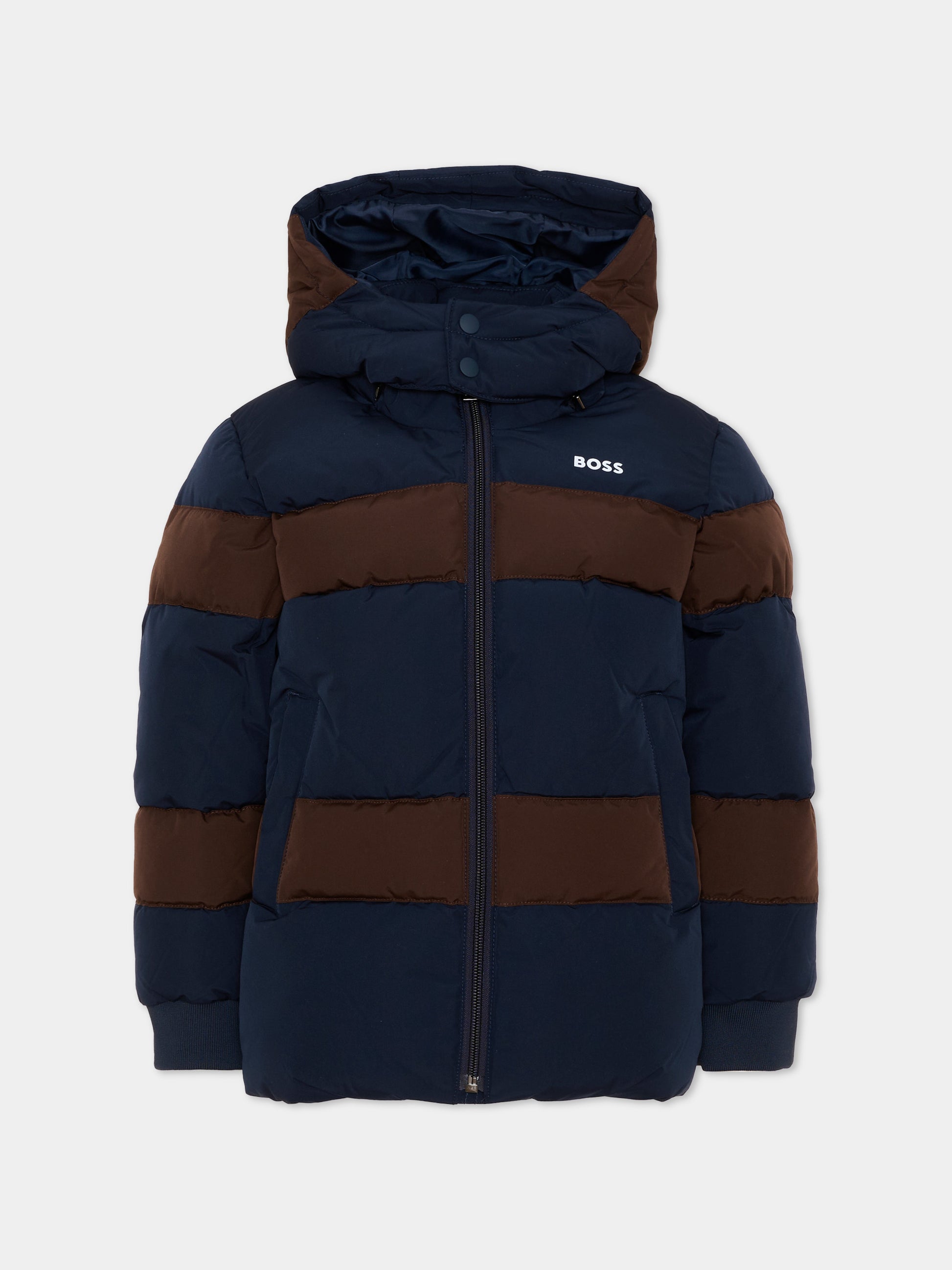 Piumini blu per bambino con logo,Boss,J53435 849