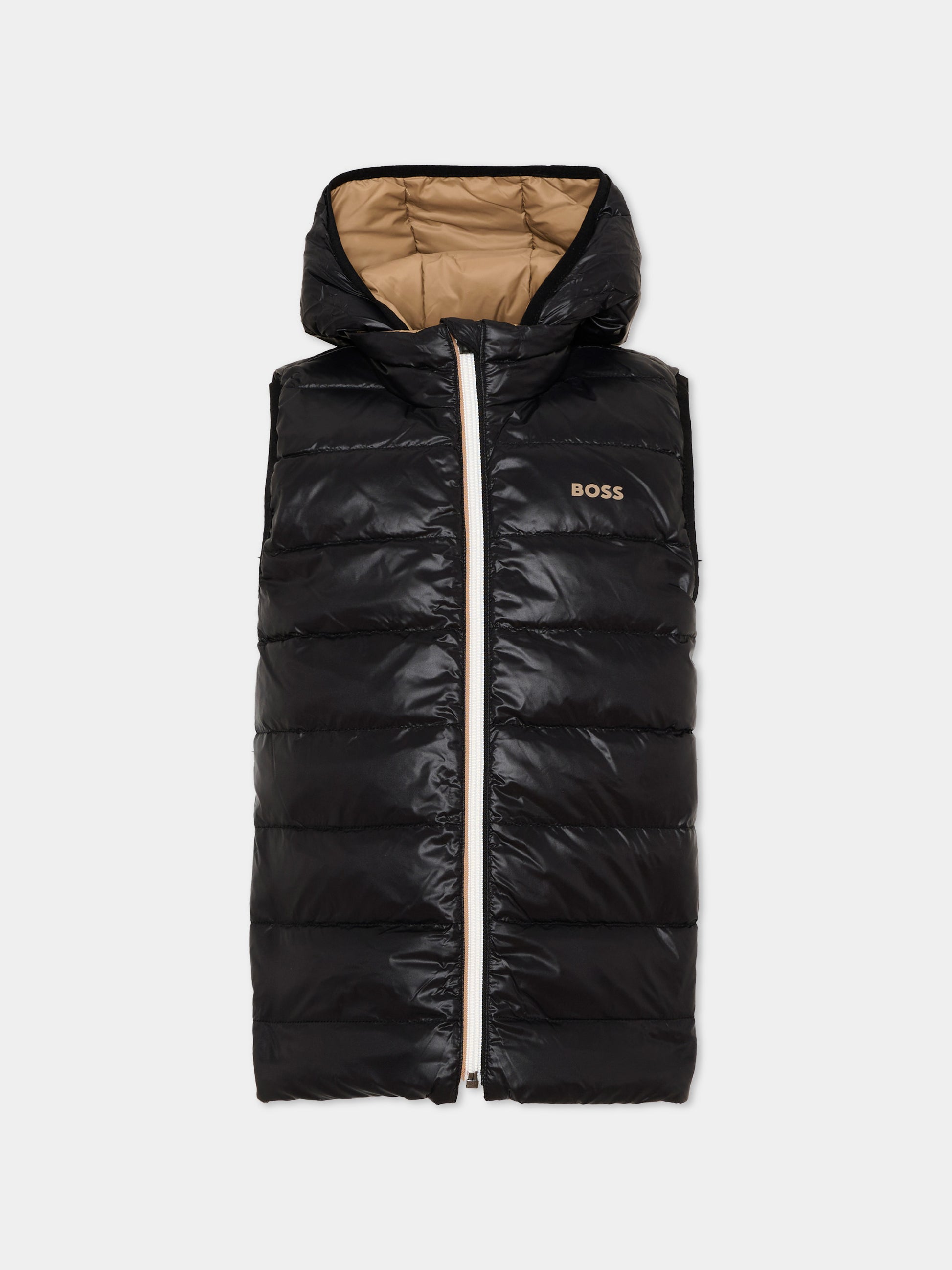 Gilet beige per bambino con logo,Boss,J53436 269