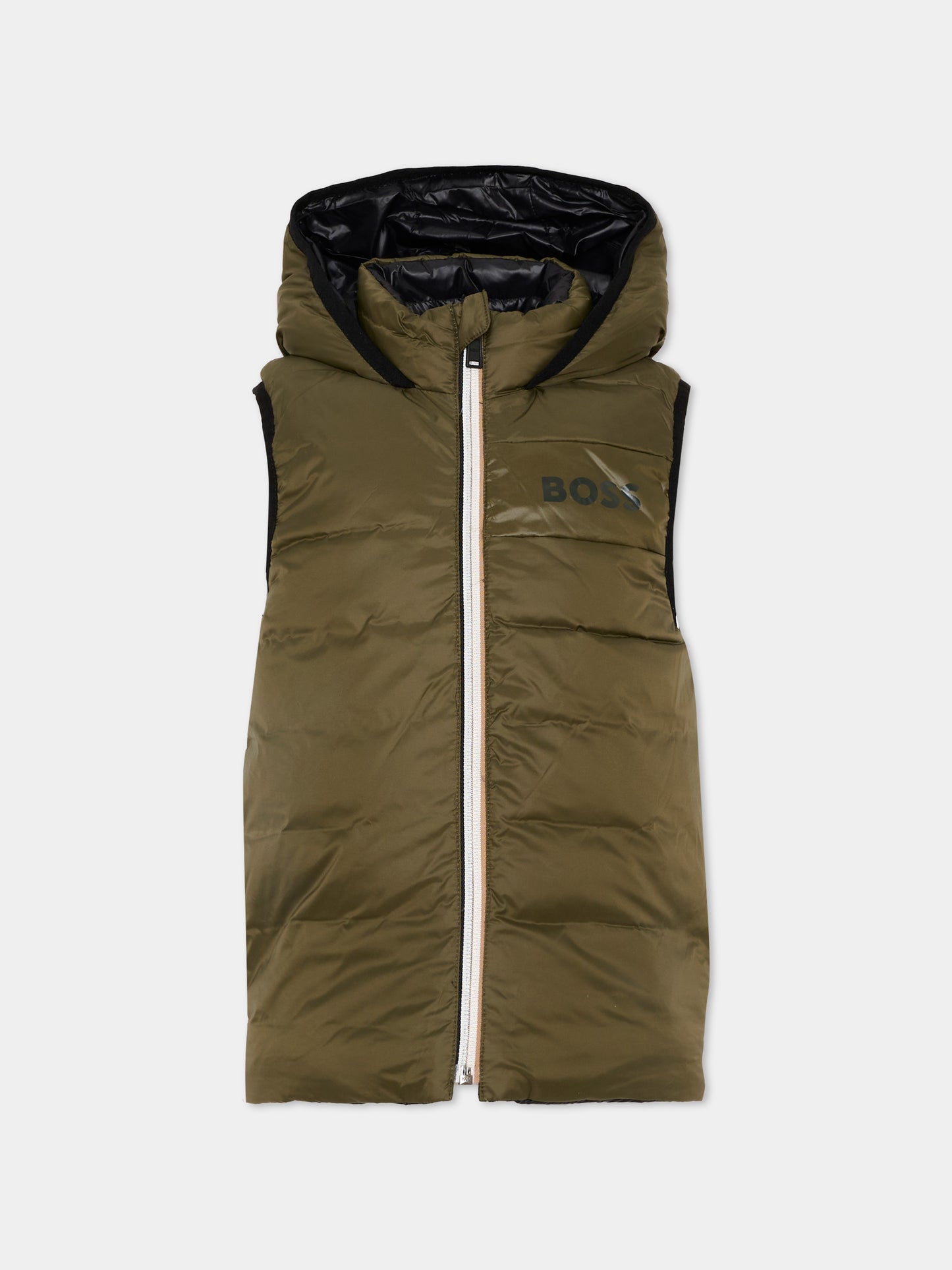 Gilet verde per bambino con logo,Boss,J53436 63D