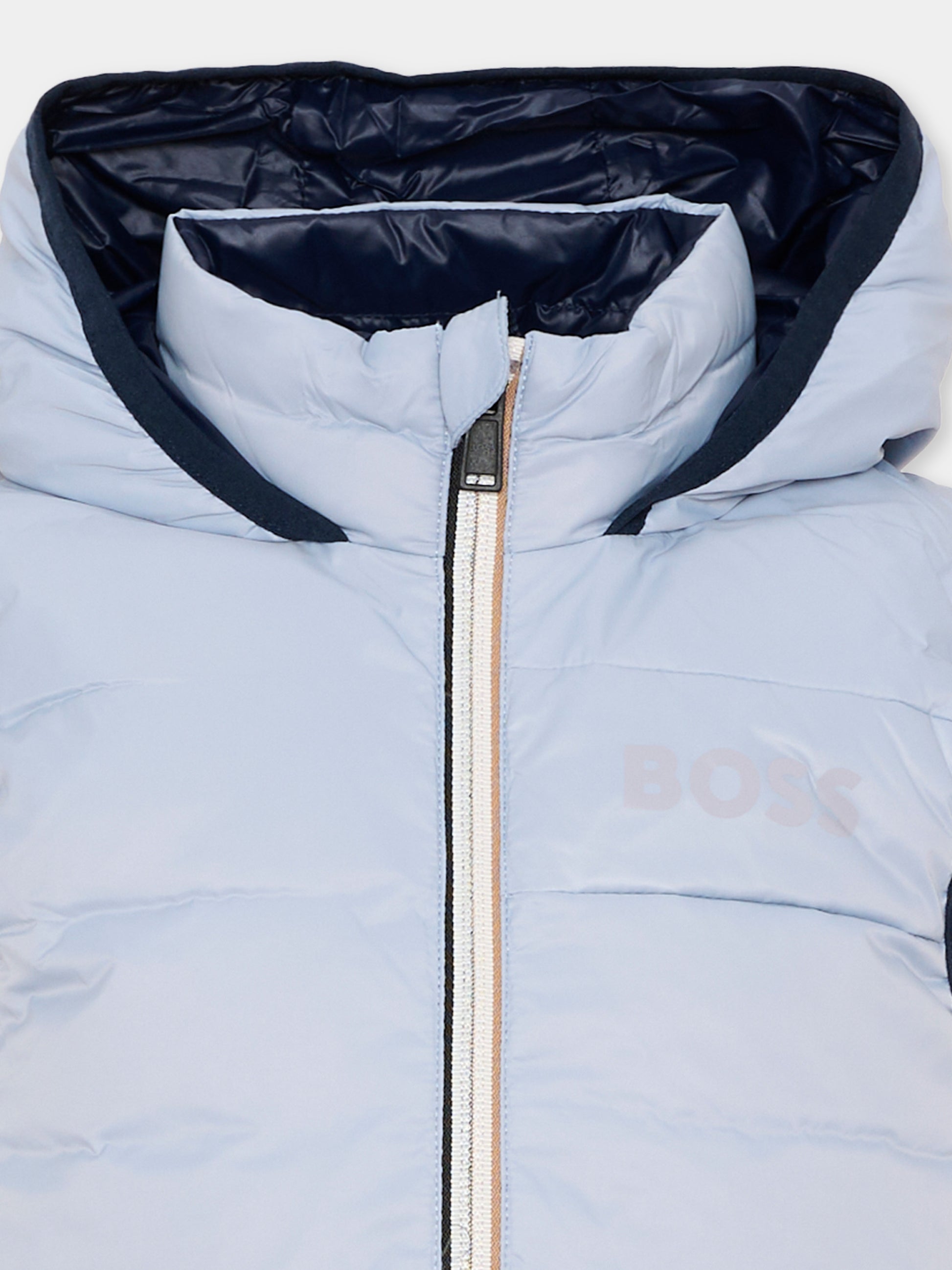Gilet celeste per bambino con logo,Boss,J53436 796