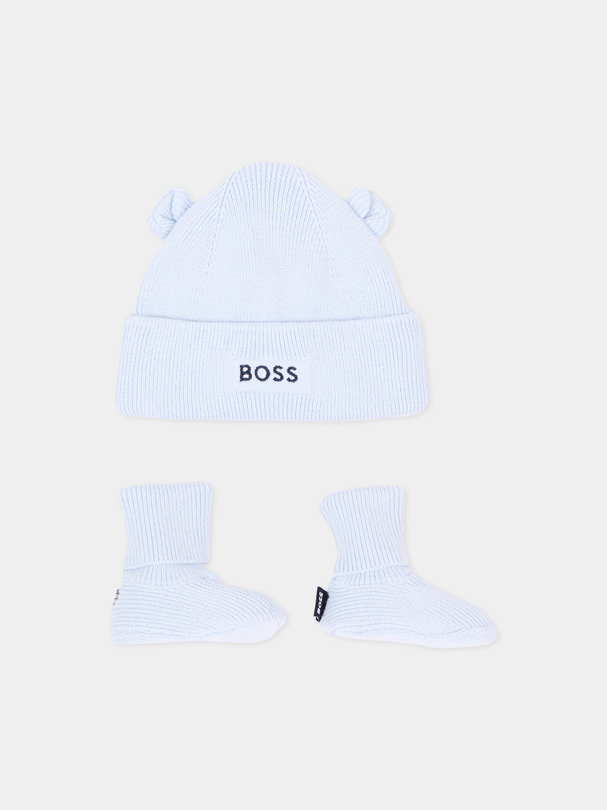 Set Accessori celeste per neonato con logo,Boss,J53569 771