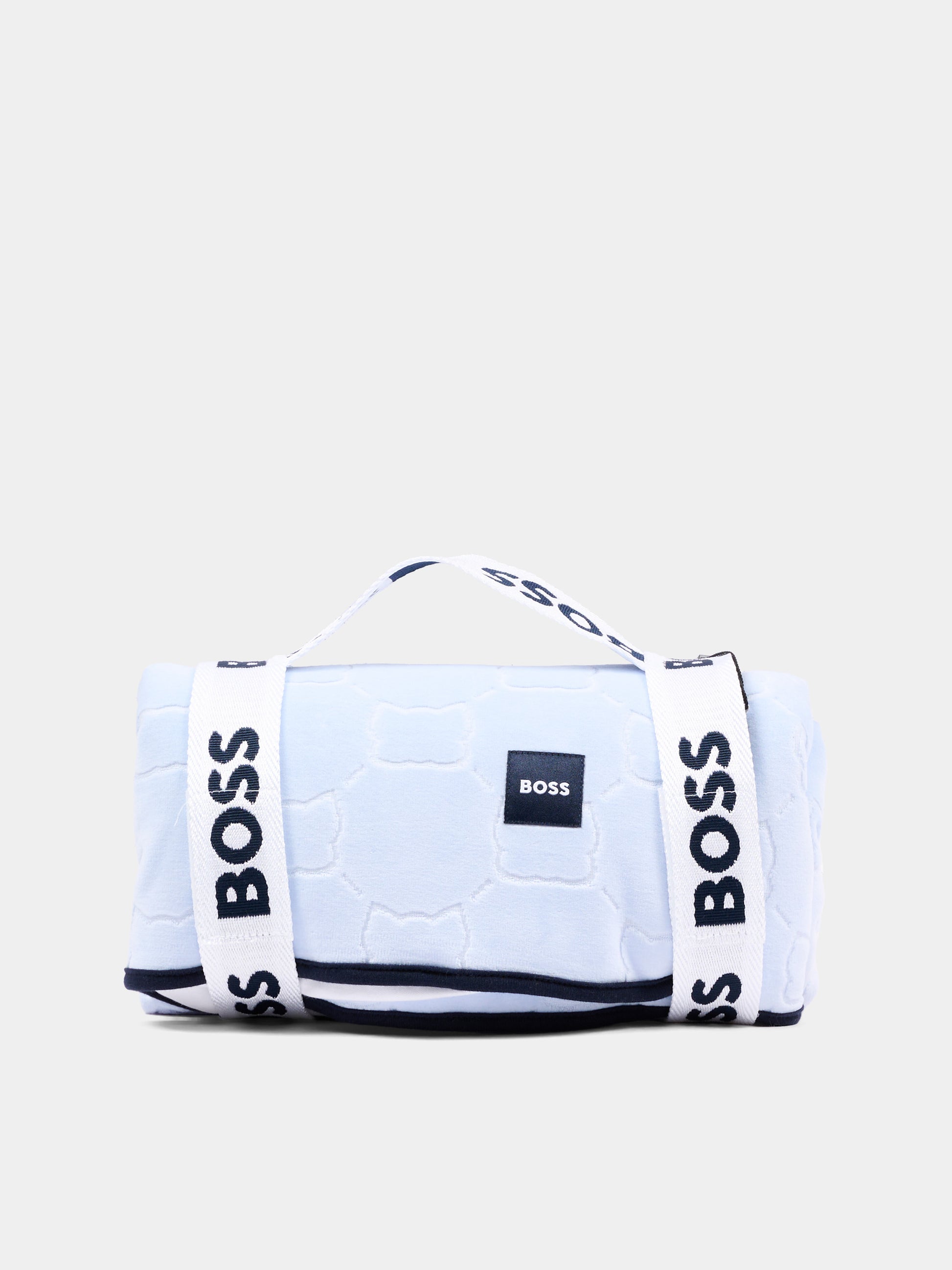 Coperta azzurra per neonato con logo,Boss,J53638 771