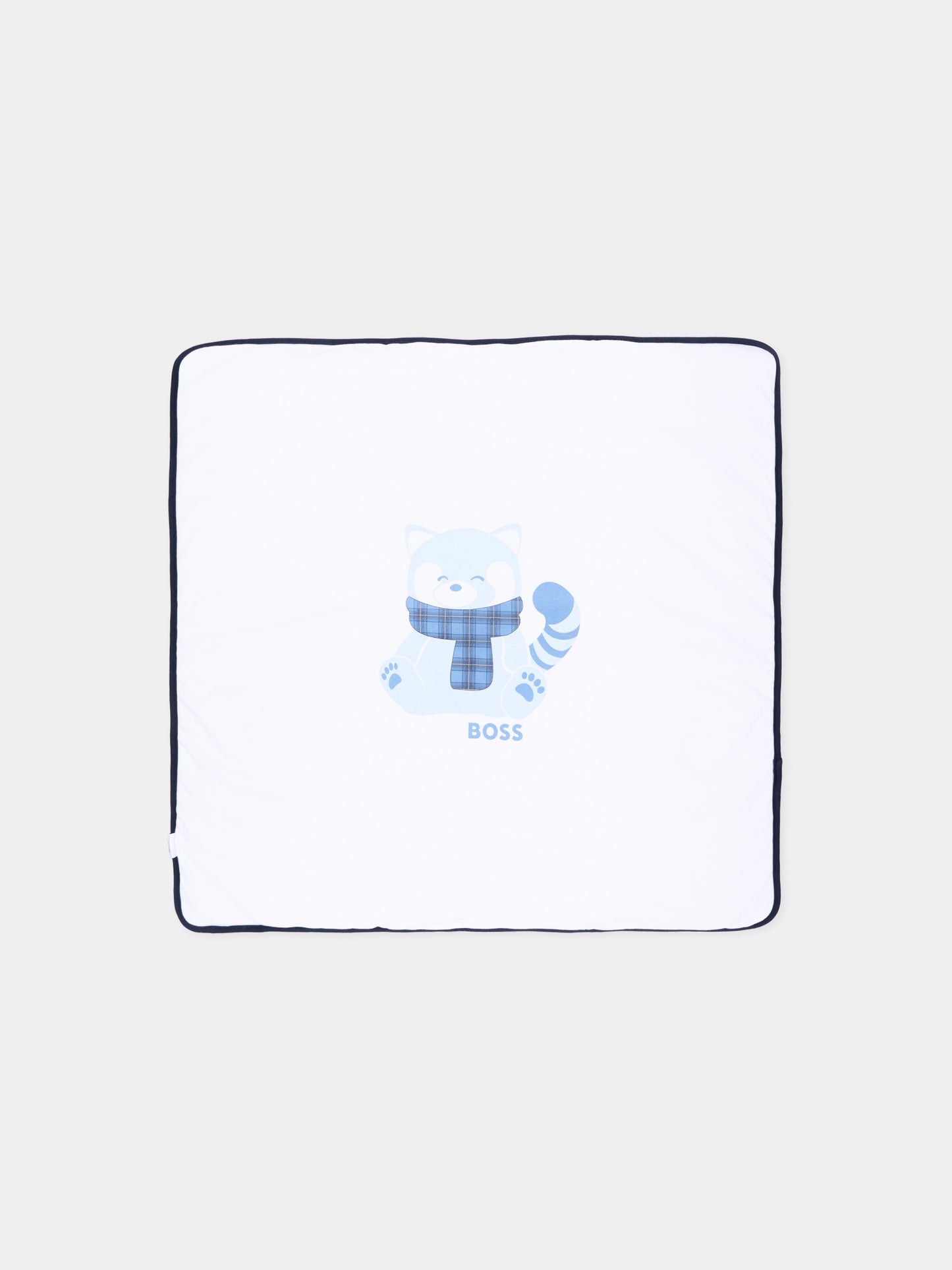 Coperta azzurra per neonato con logo,Boss,J53638 771