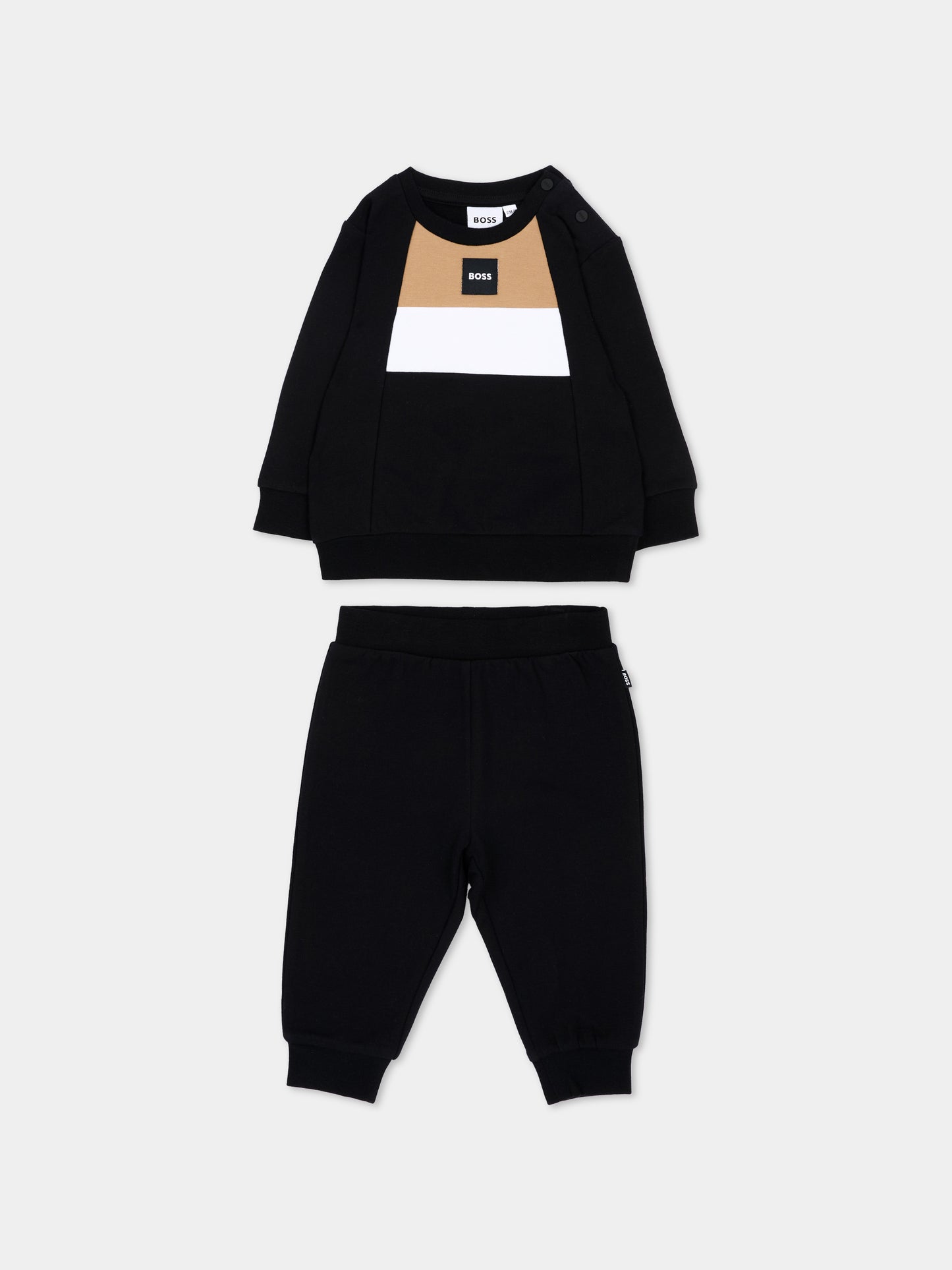 Completo sportivo nero per neonato con logo,Boss,J53699 09B