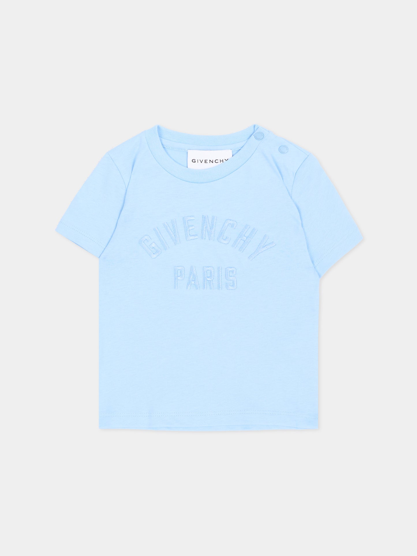 T-Shirt azzurra per neonato con logo,Givenchy Kids,H31286 789