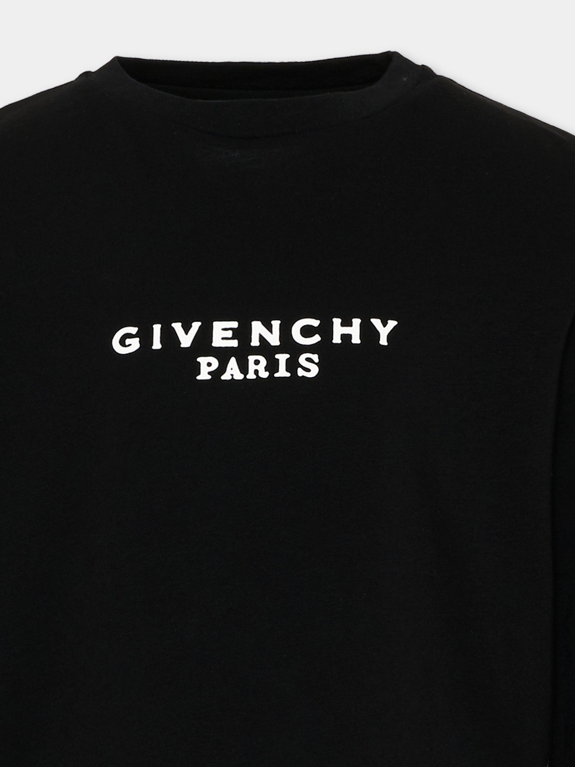 T-Shirt nera per bambina con logo,Givenchy Kids,H31321 09B