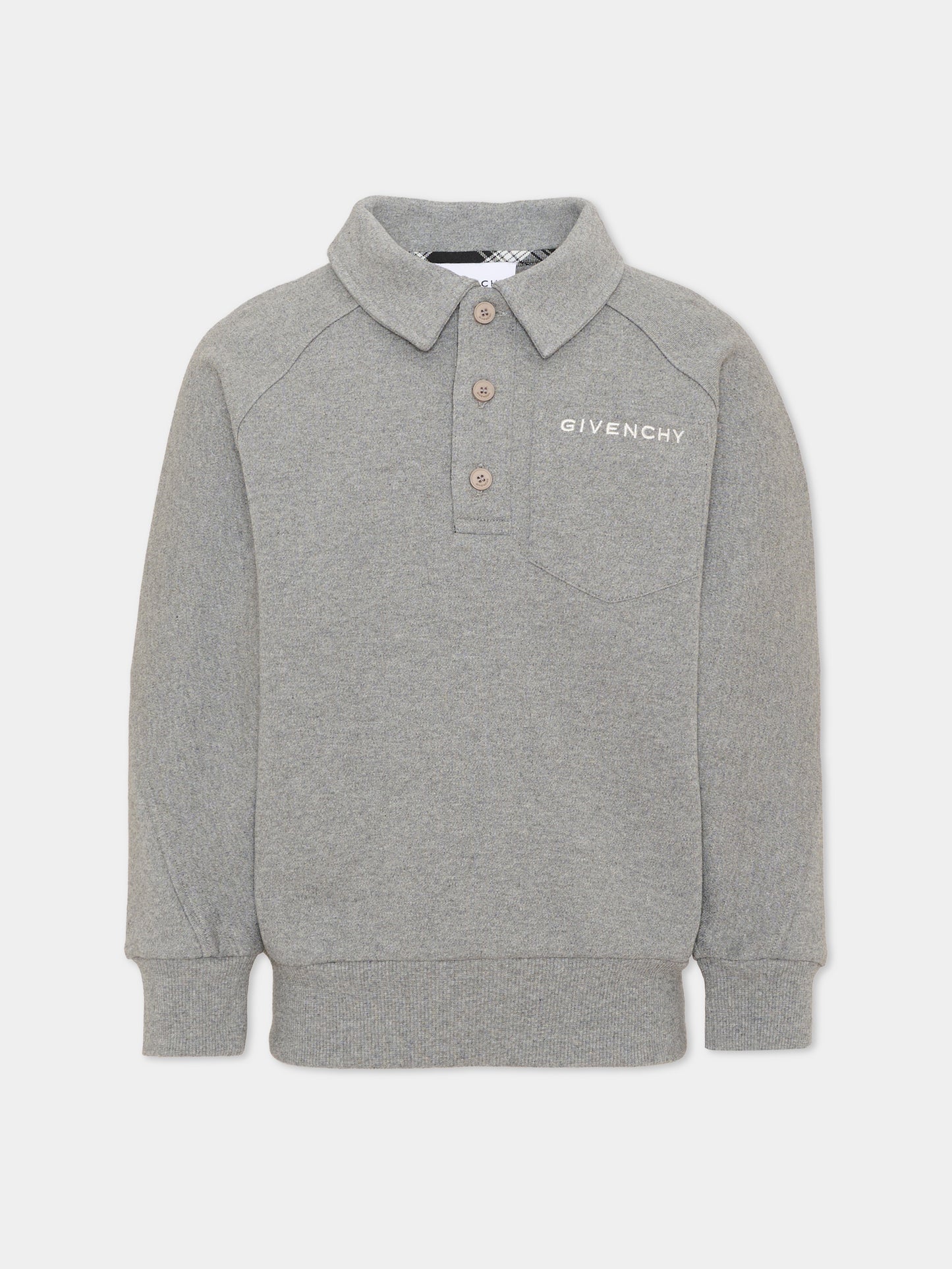 Polo grigia per bambino con logo,Givenchy Kids,H31348 A47