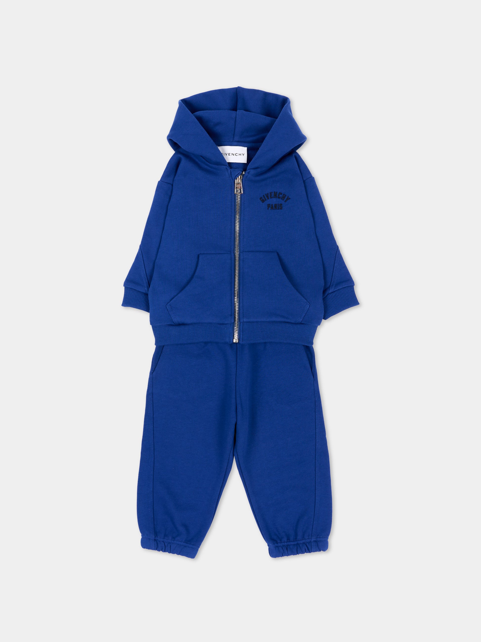 Completo sportivo lungo blu per neonato con logo,Givenchy Kids,H31366 865