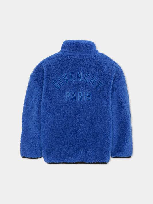 Ecopelliccia blu per bambino con logo,Givenchy Kids,H31403 865
