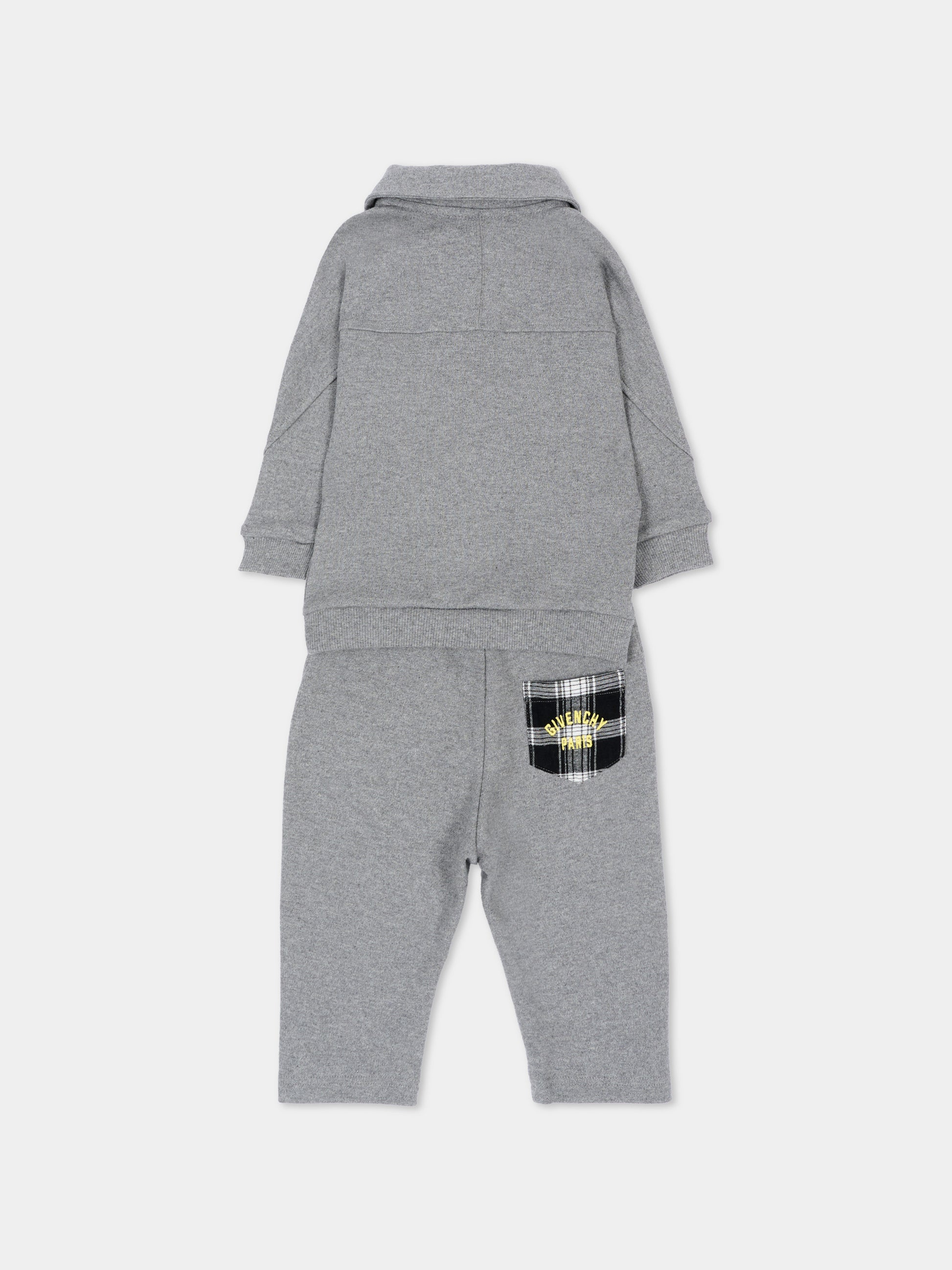 Completo sportivo lungo grigio melange per neonato,Givenchy Kids,H31454 A47