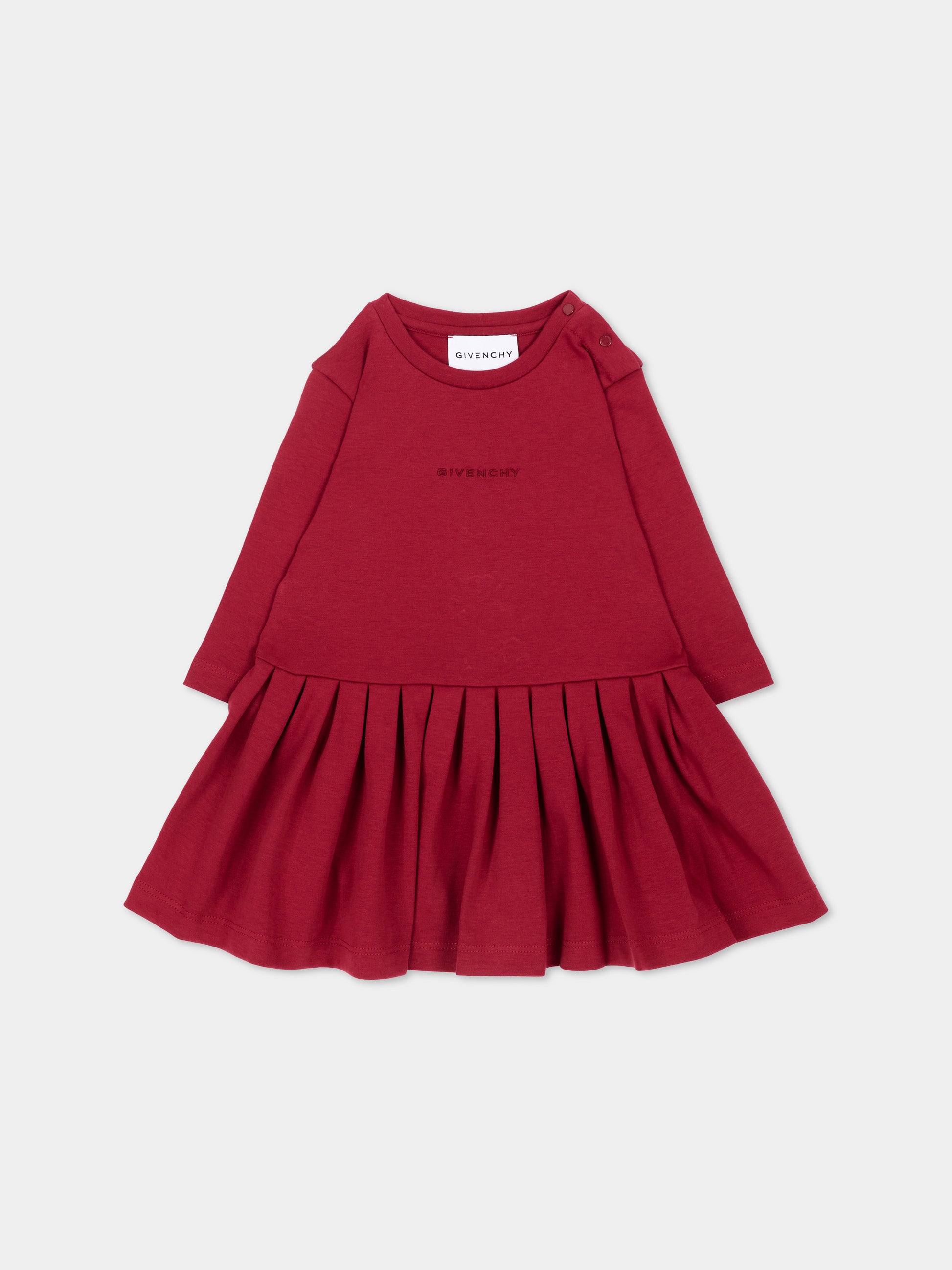 Vestito rosso per neonata con logo,Givenchy Kids,H31463 96D