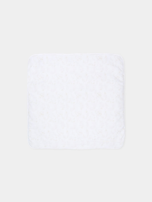 White blanket for newborn with print