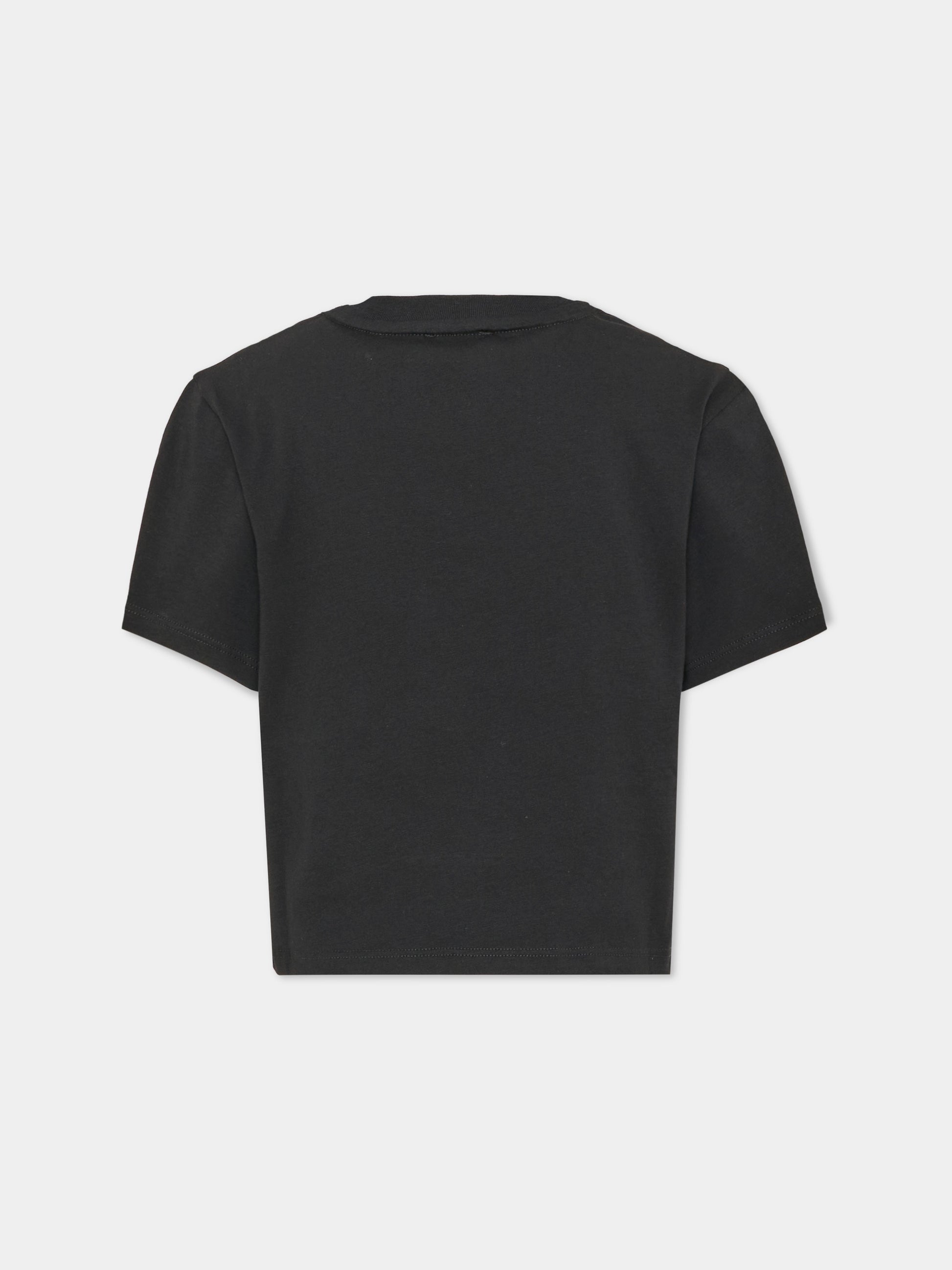 T-shirt nera per bambina con stampa,Chloé Kids,C21300 09B