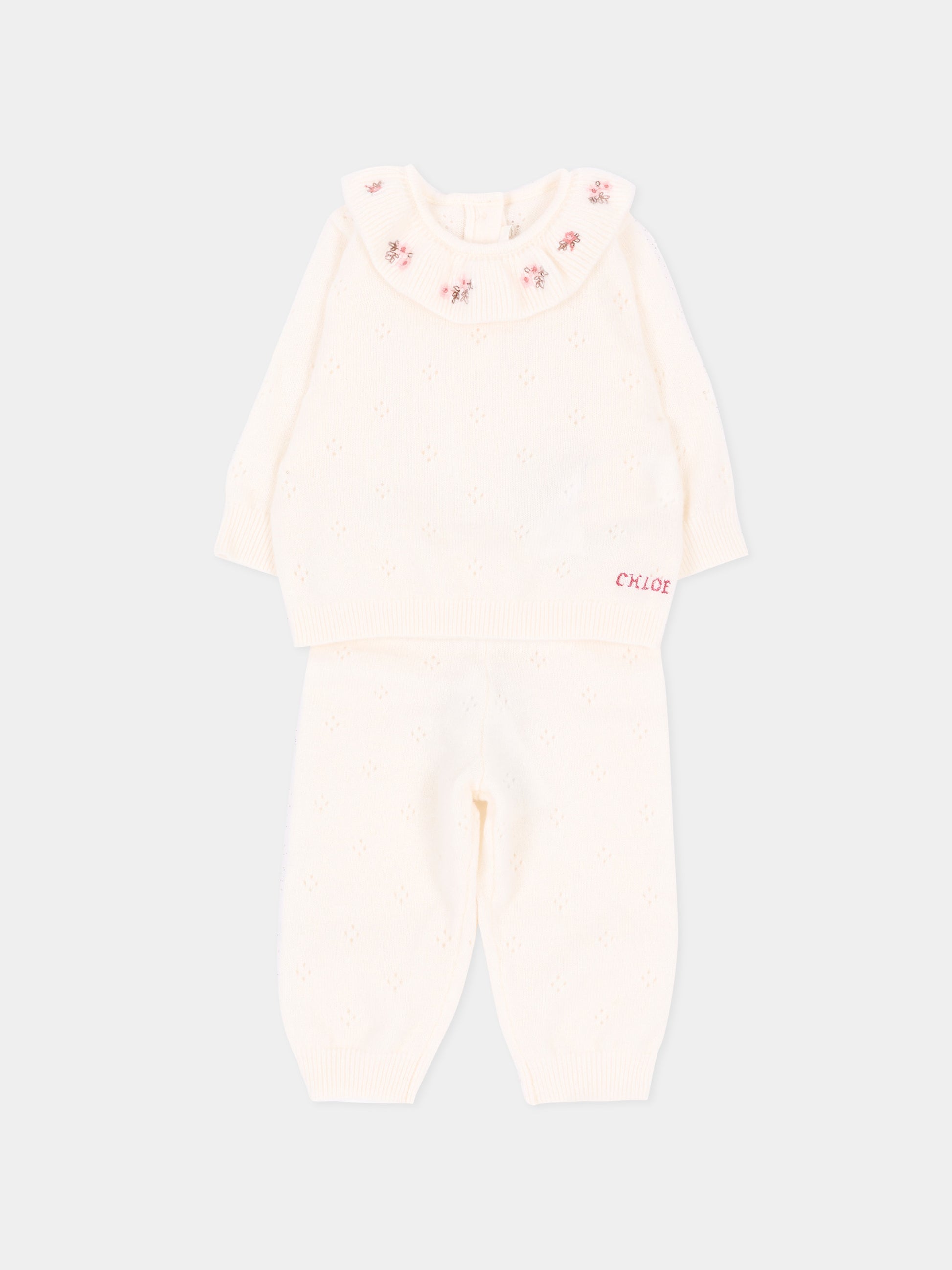 Completo nascita avorio per neonata in maglia,Chloé Kids,C21373 148