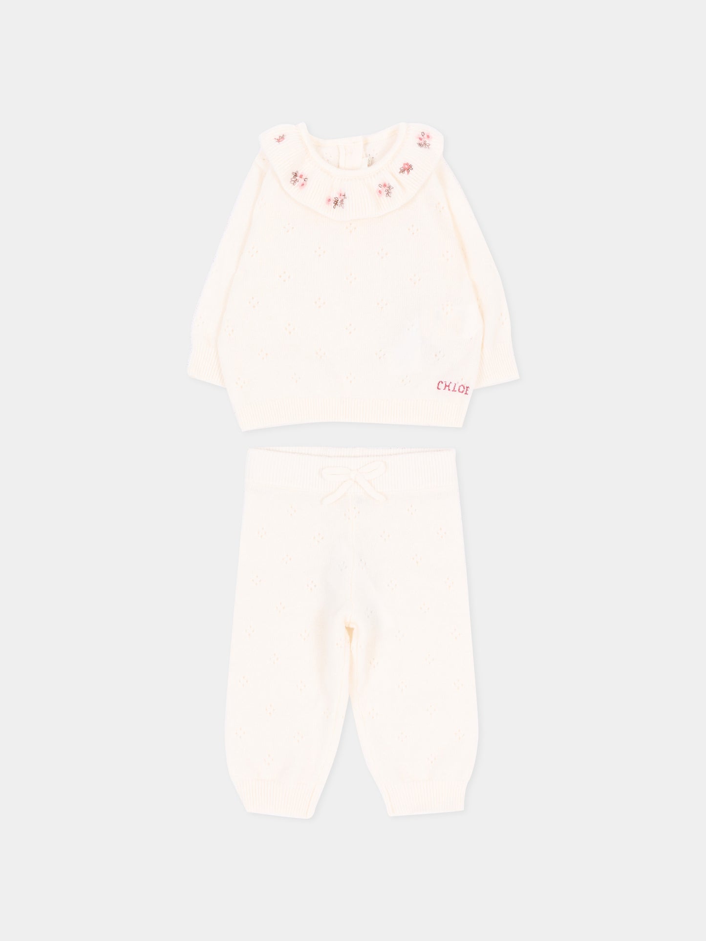 Completo nascita avorio per neonata in maglia,Chloé Kids,C21373 148