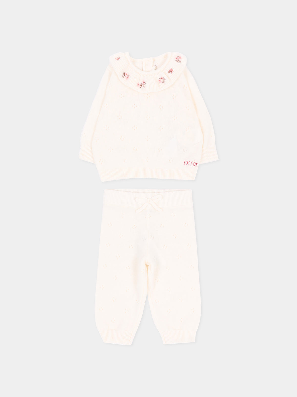 Completo nascita avorio per neonata in maglia,Chloé Kids,C21373 148
