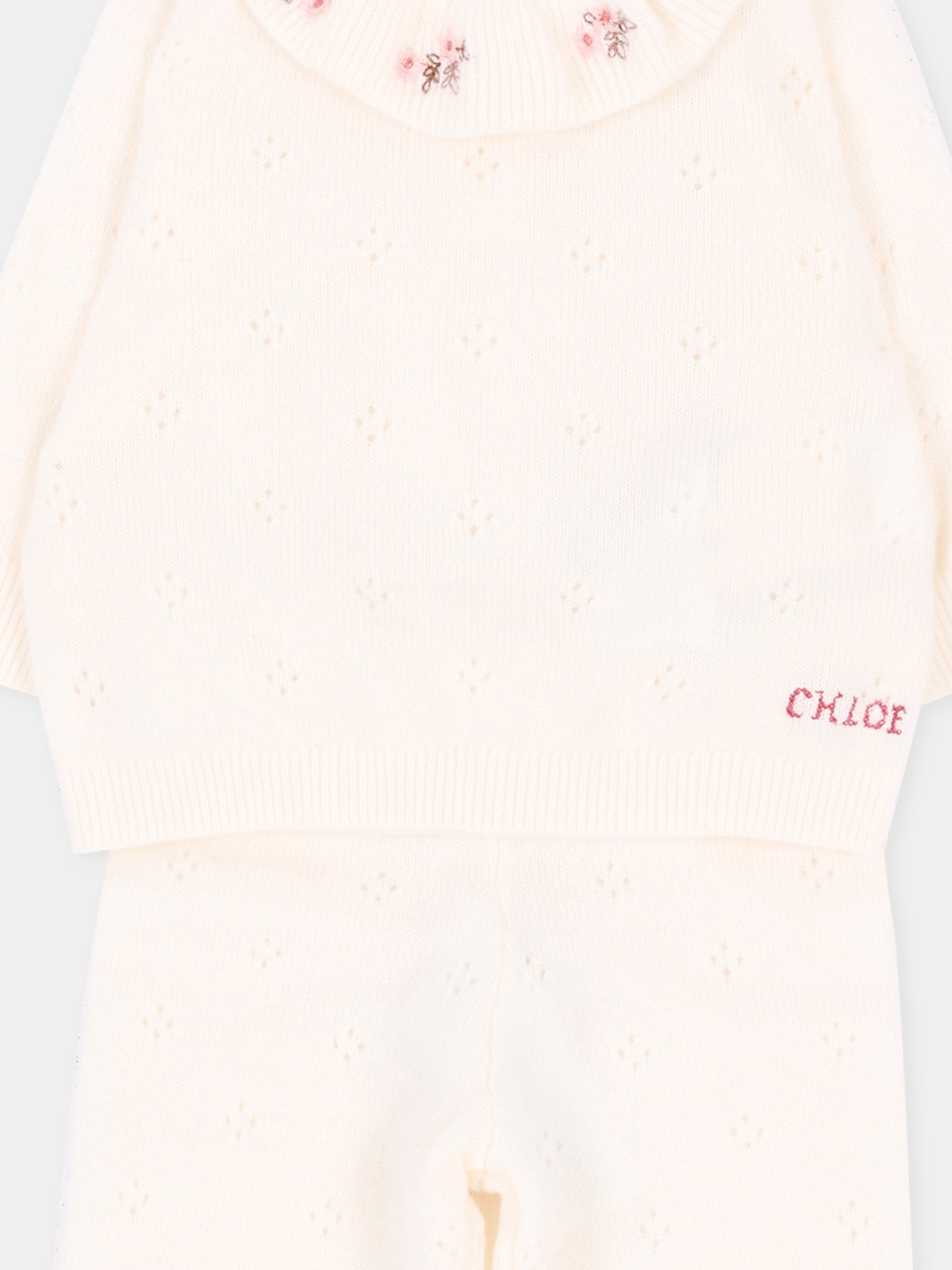 Completo nascita avorio per neonata in maglia,Chloé Kids,C21373 148