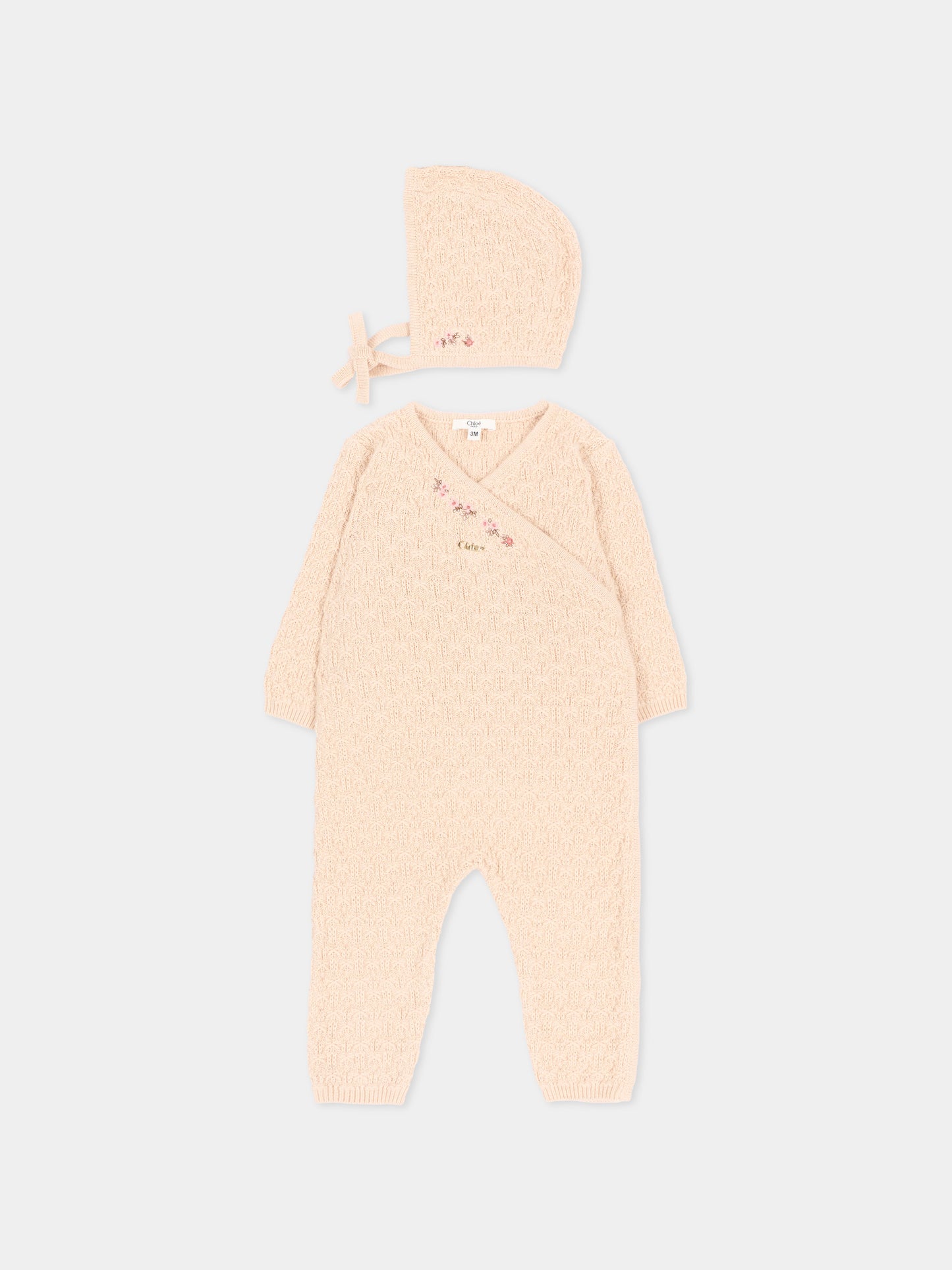 Set Tutine avorio per neonata in maglia,Chloé Kids,C21374 20E