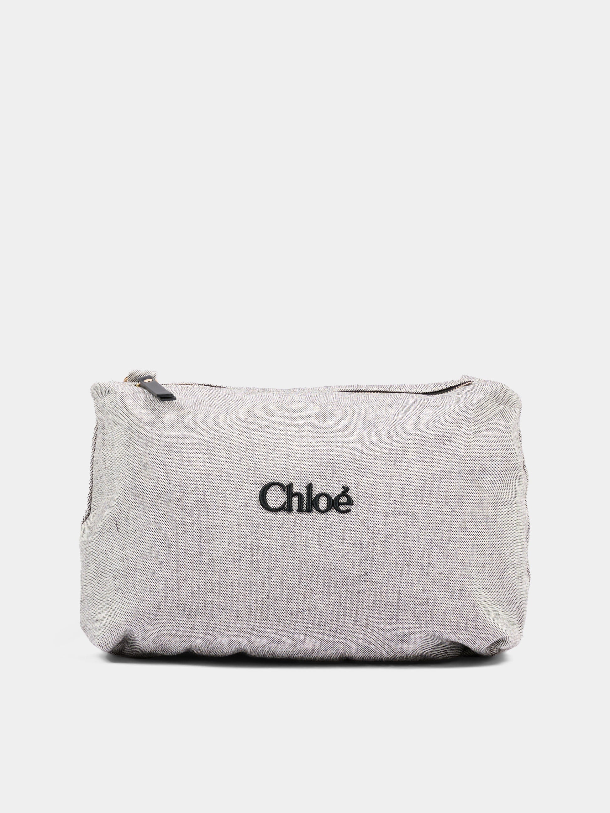 Borsa mamma grigia per neonati con logo,Chloé Kids,C21398 A46