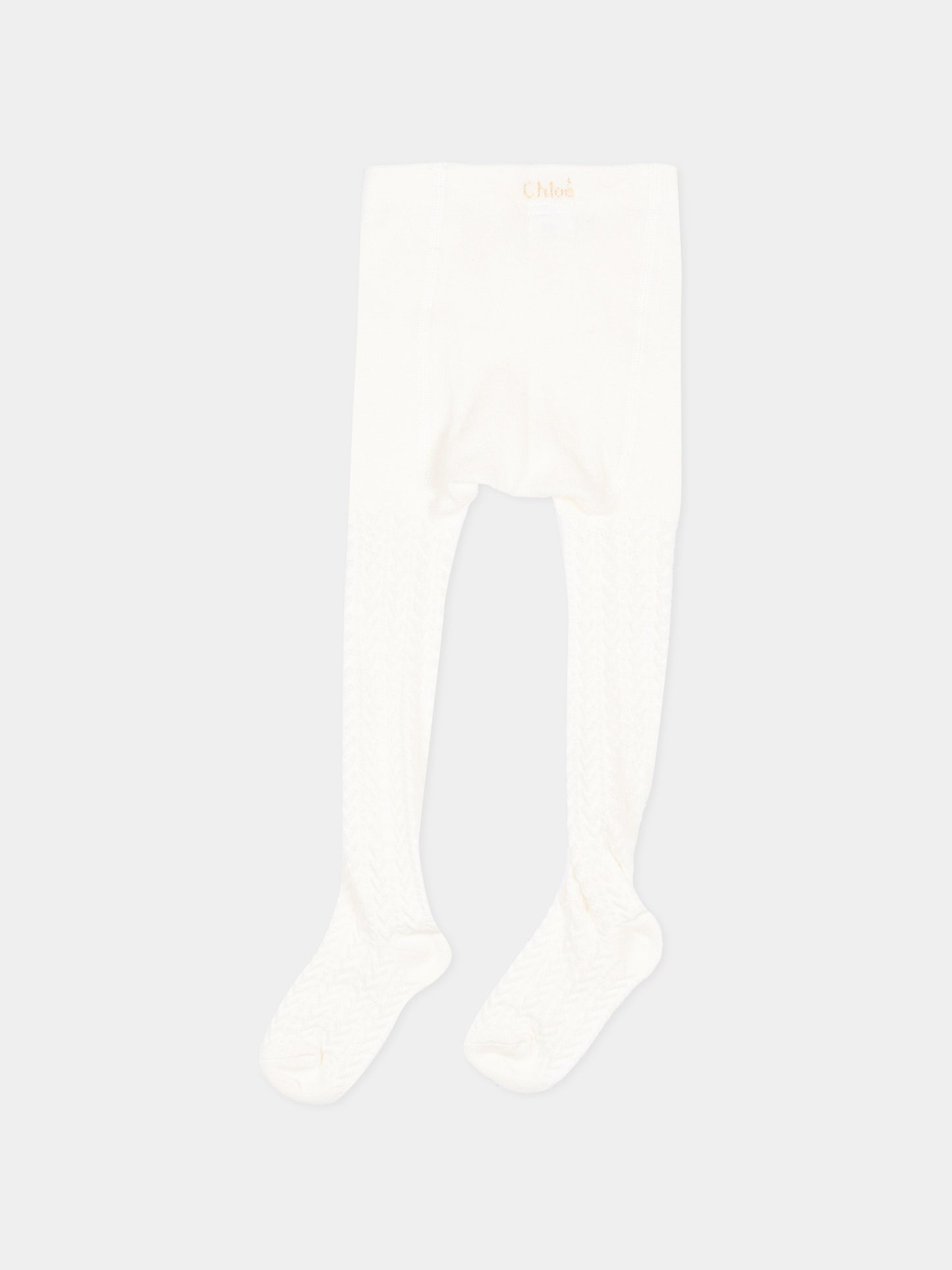 Collant avorio per neonata a trecce con logo,Chloé Kids,C21401 148