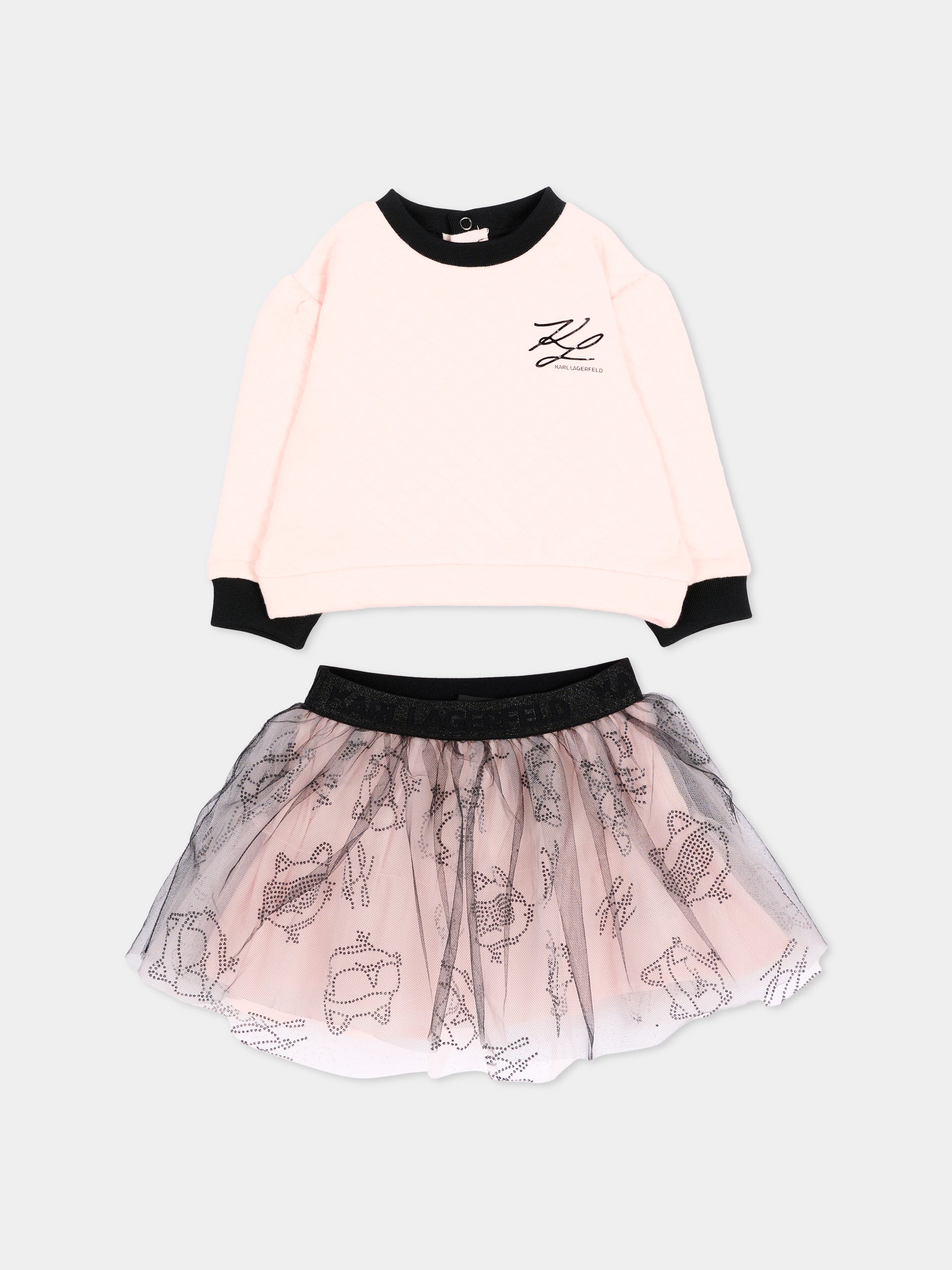 Completo elegante rosa per neonata con tulle,Karl Lagerfeld Kids,Z31281 M94