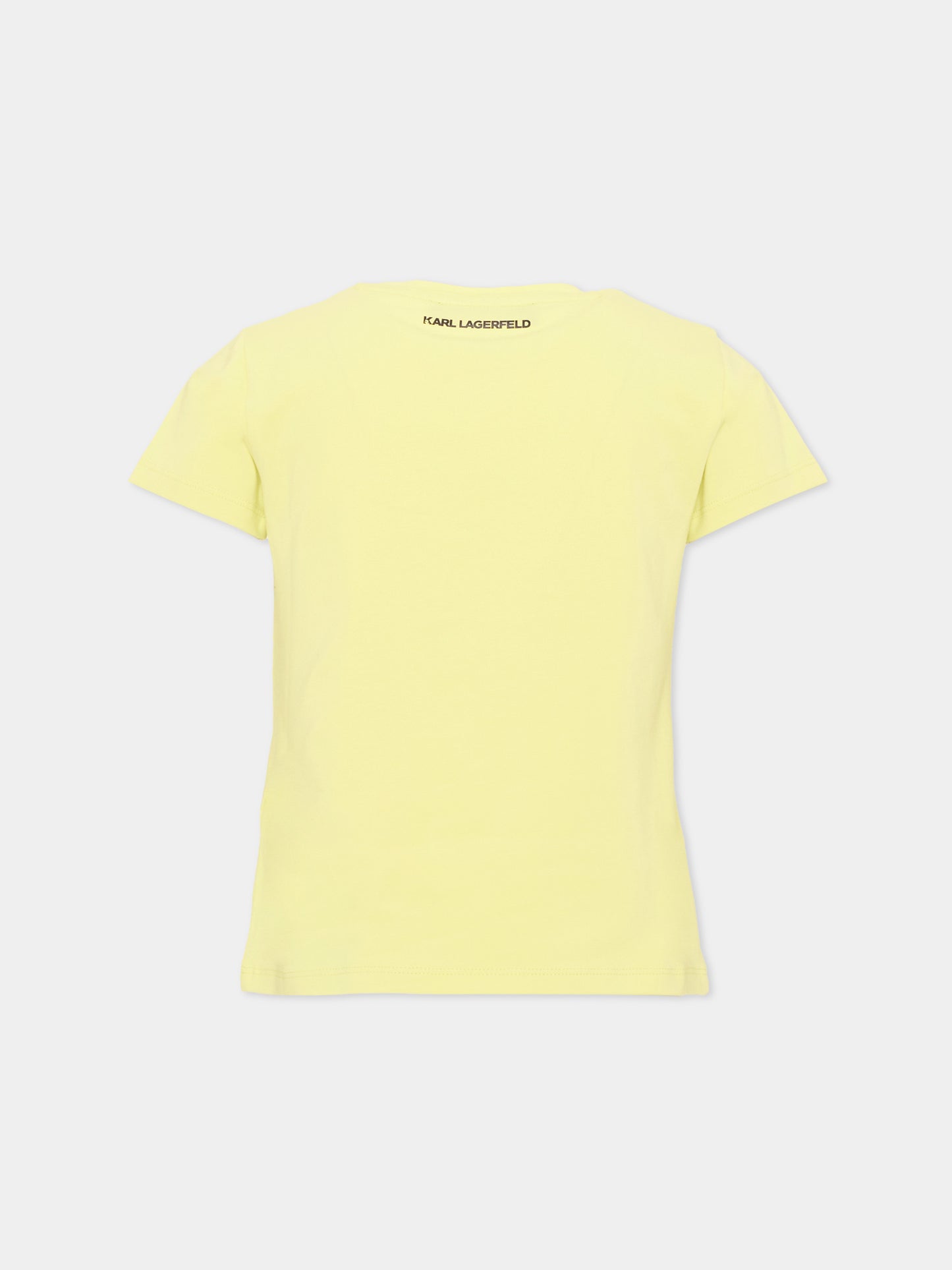 T-shirt gialla per bambina con stampa,Karl Lagerfeld Kids,Z31309 532