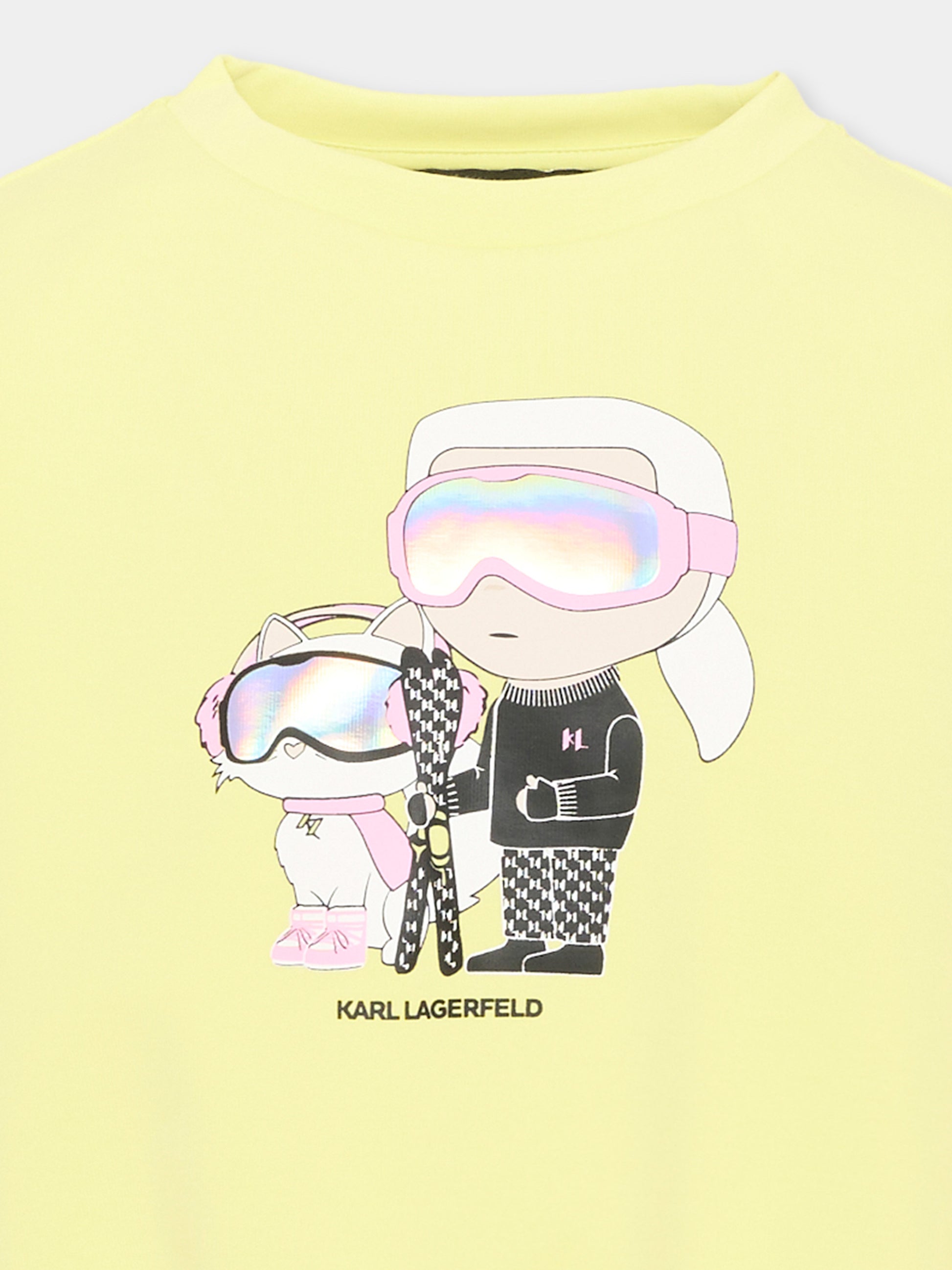 Felpa gialla per bambina con stampa,Karl Lagerfeld Kids,Z31318 532