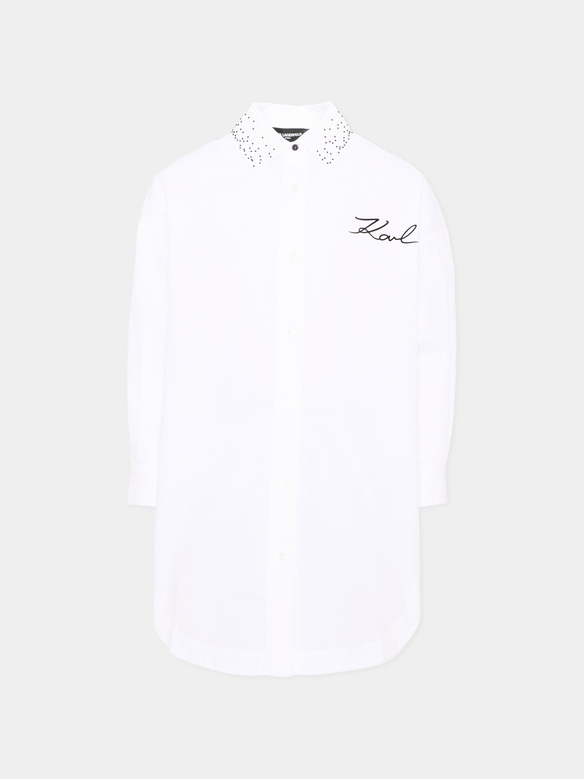 Vestito a manica lunga bianco con ricamo,Karl Lagerfeld Kids,Z31332 10P