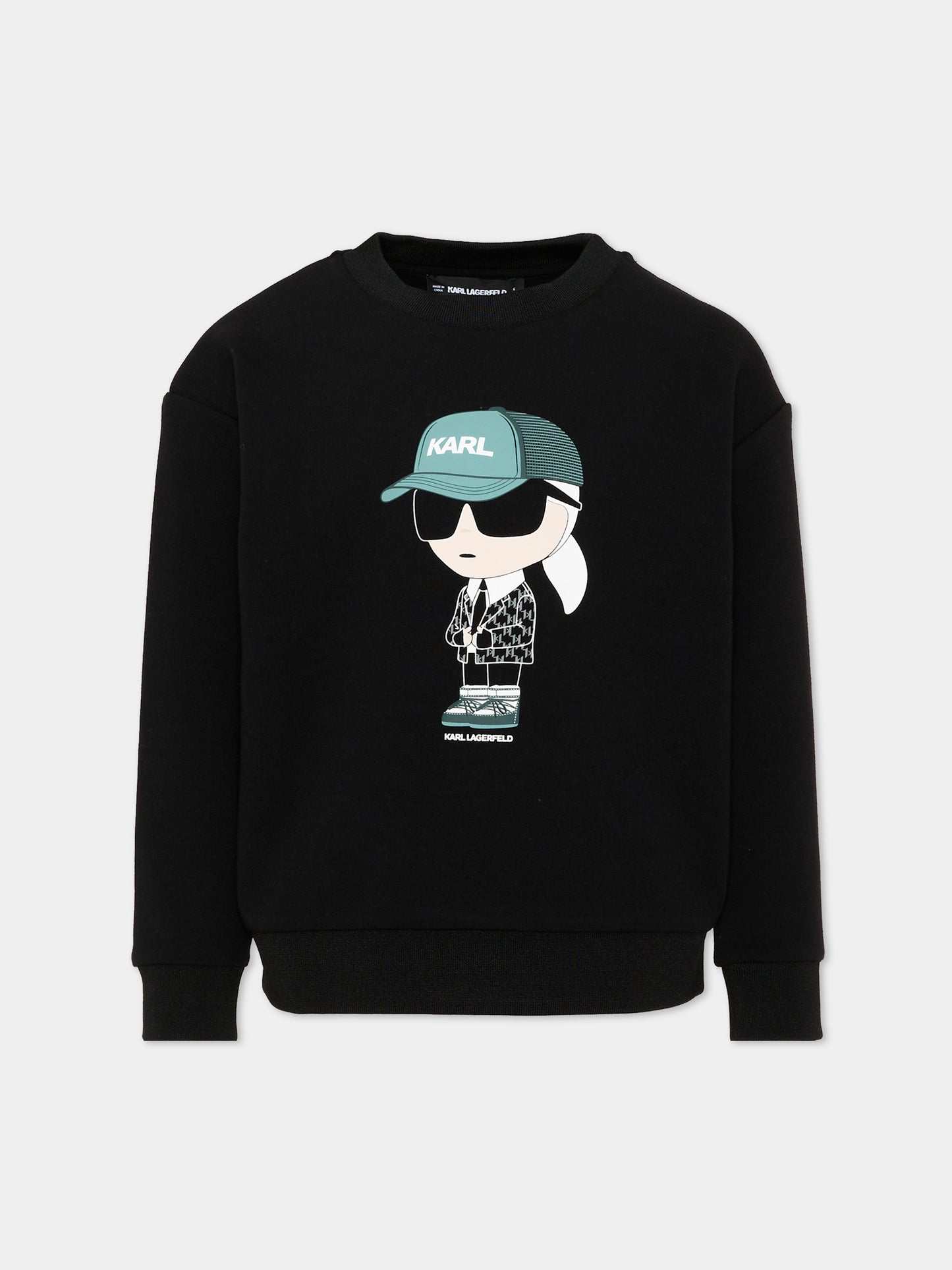 Felpa nera per bambino con Ikonik Karl,Karl Lagerfeld Kids,Z31370 09B