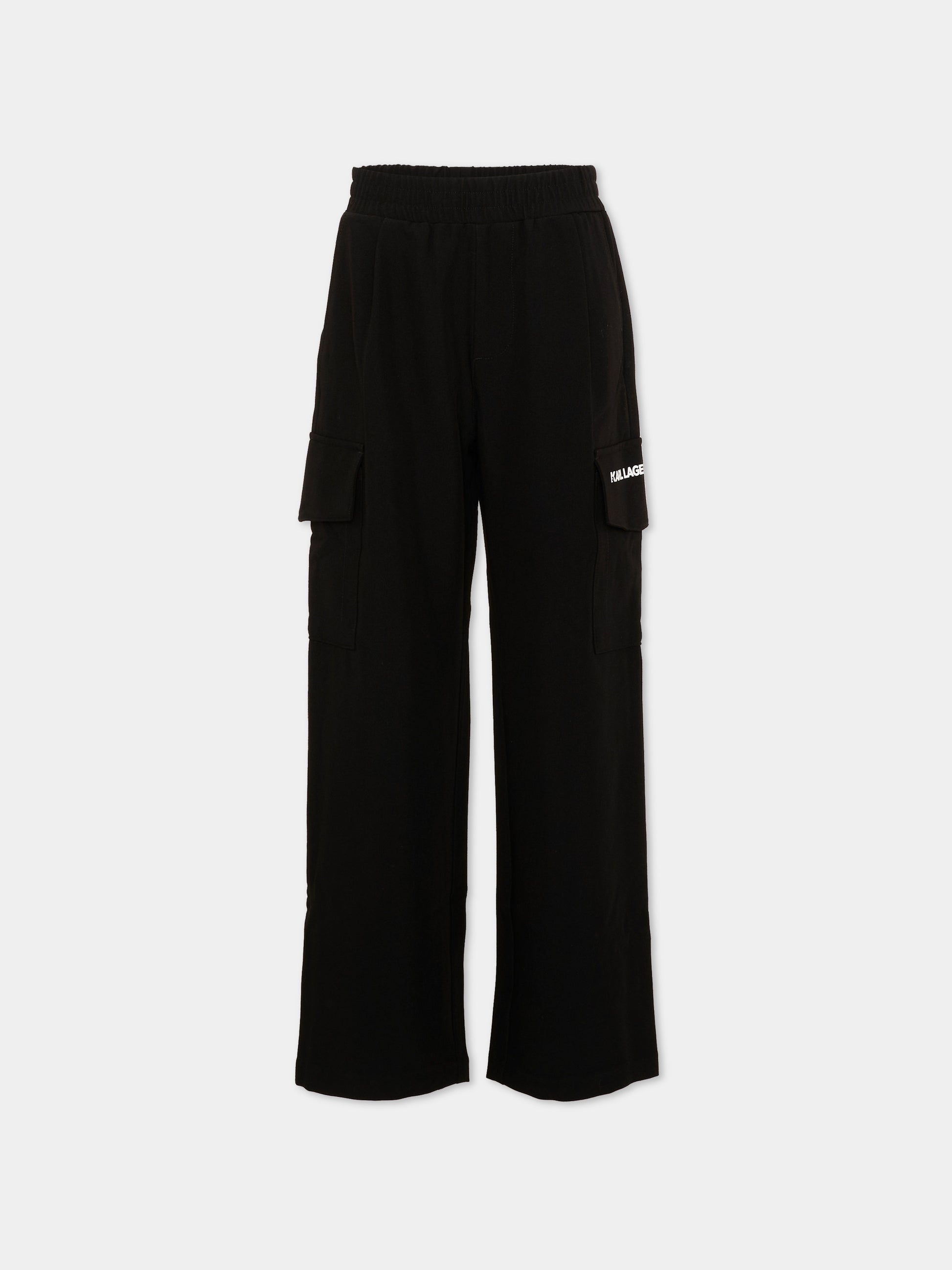 Pantalone nero con tasche cargo,Karl Lagerfeld Kids,Z31387 09B