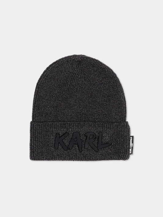 Berretto grigio per bambino con logo,Karl Lagerfeld Kids,Z31443 A65