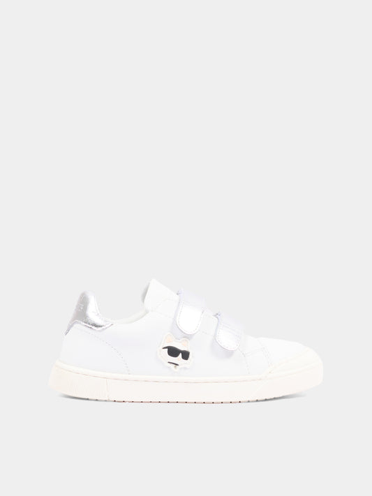Sneakers bianche per bambina con logo,Karl Lagerfeld Kids,Z31448 10P