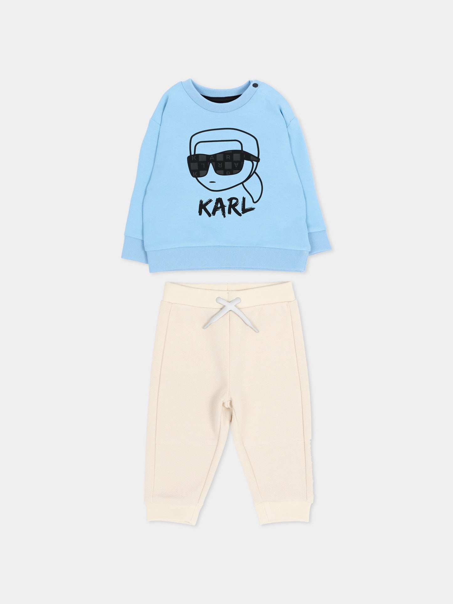Completo sportivo lungo azzurro per neonato con logo,Karl Lagerfeld Kids,Z31487 V32