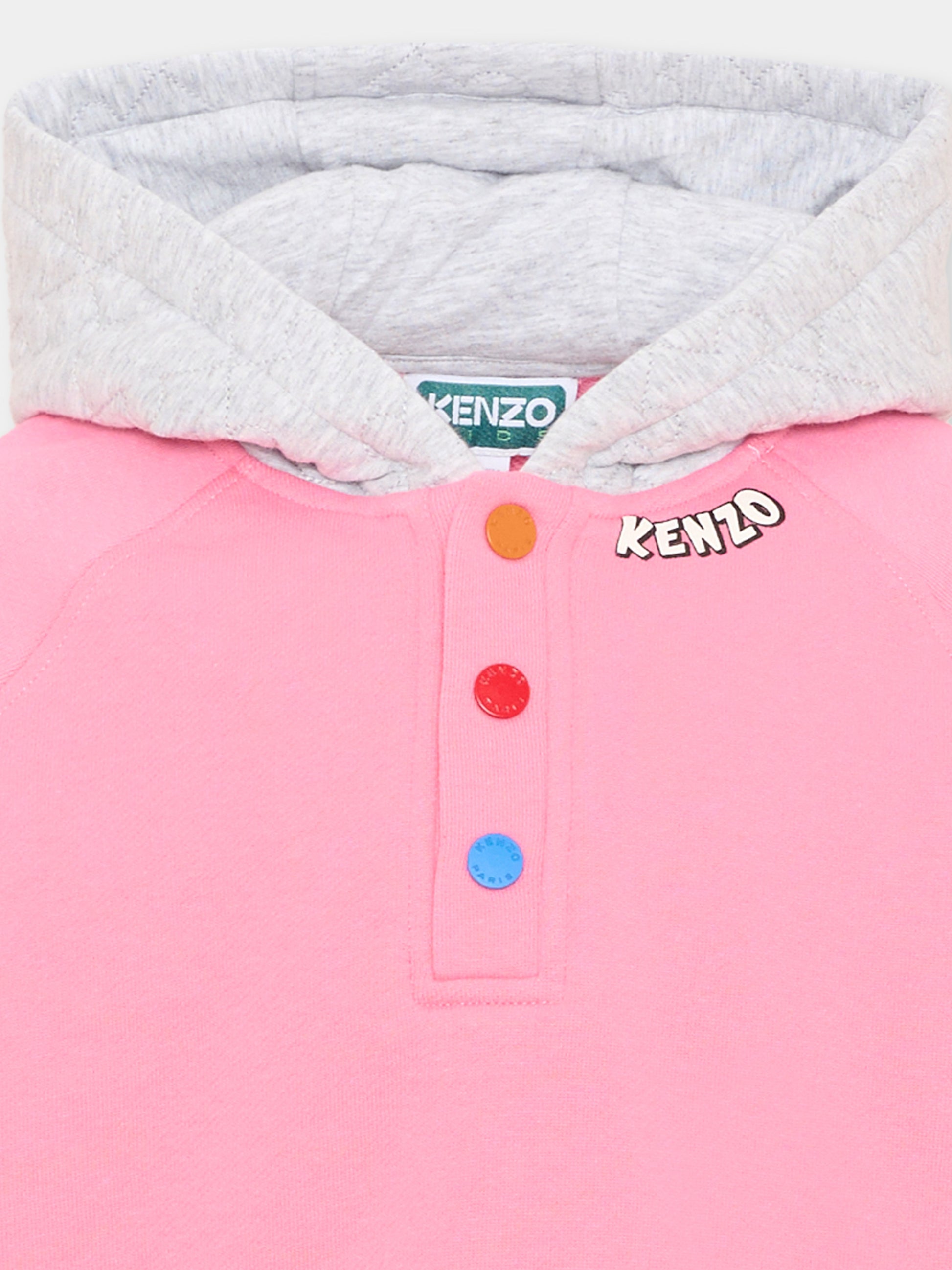 Felpa rosa per bambina con logo,Kenzo Kids,K61913 45A