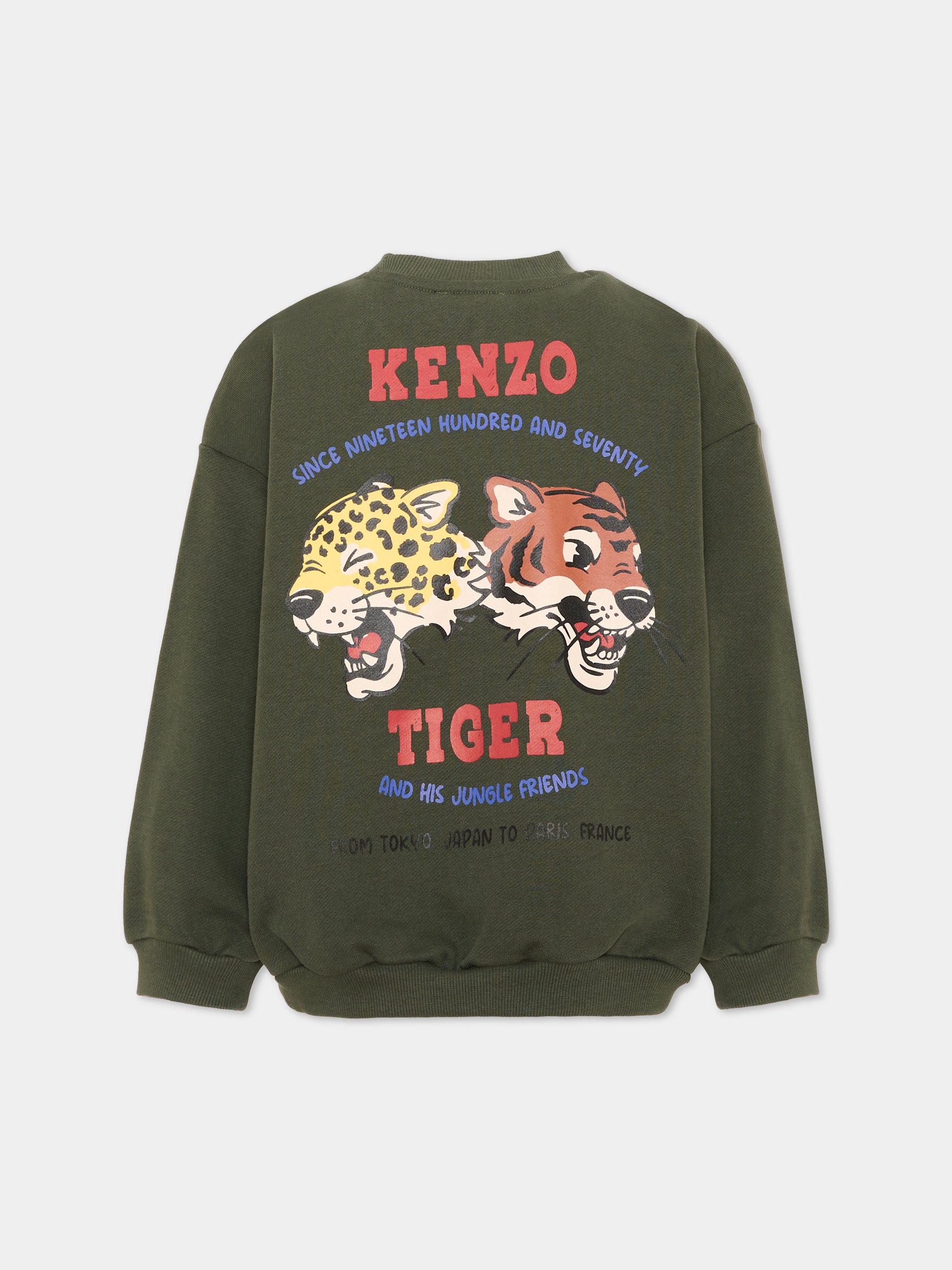 Felpa verde per bambini con logo,Kenzo Kids,K61940 64Q