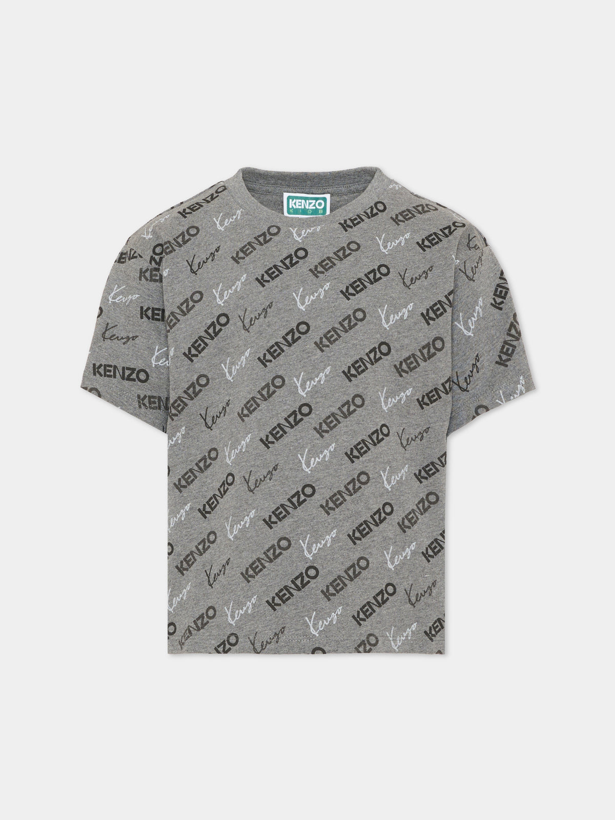 T-shirt a manica corta grigia per bambino con logo,Kenzo Kids,K62013 A29