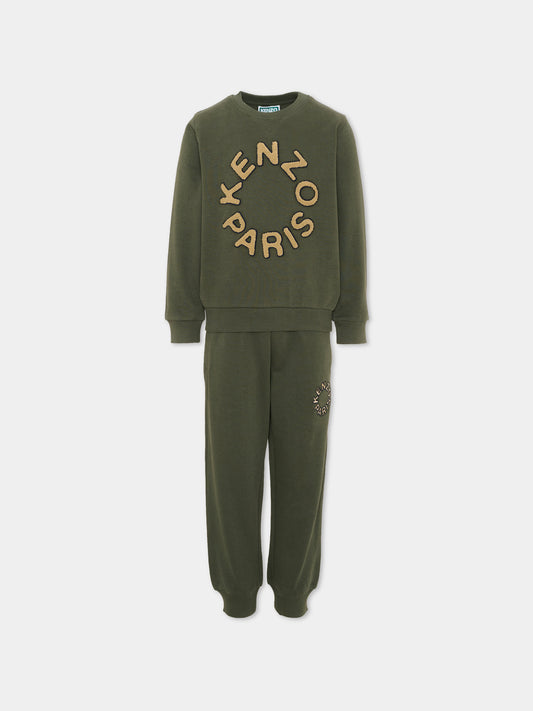 Completo sportivo lungo verde logo,Kenzo Kids,K62039 64Q