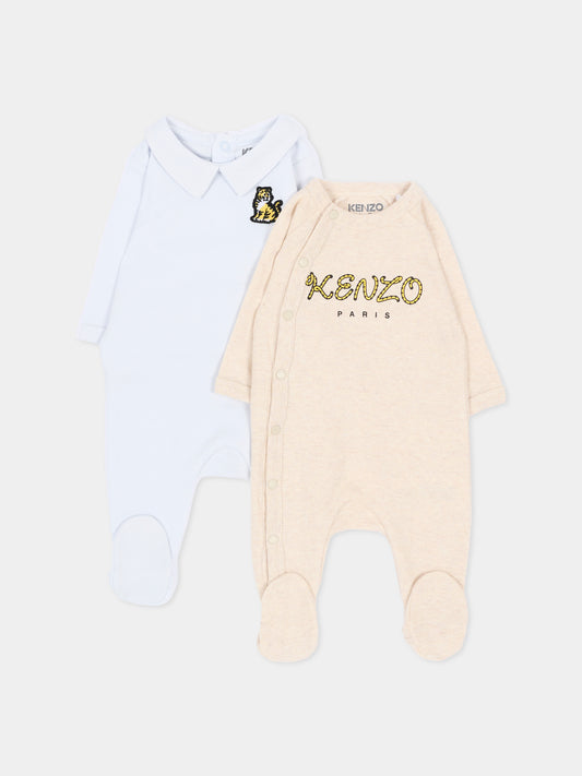 Set tutine per neonato con logo e tigre,Kenzo Kids,K62067 77M