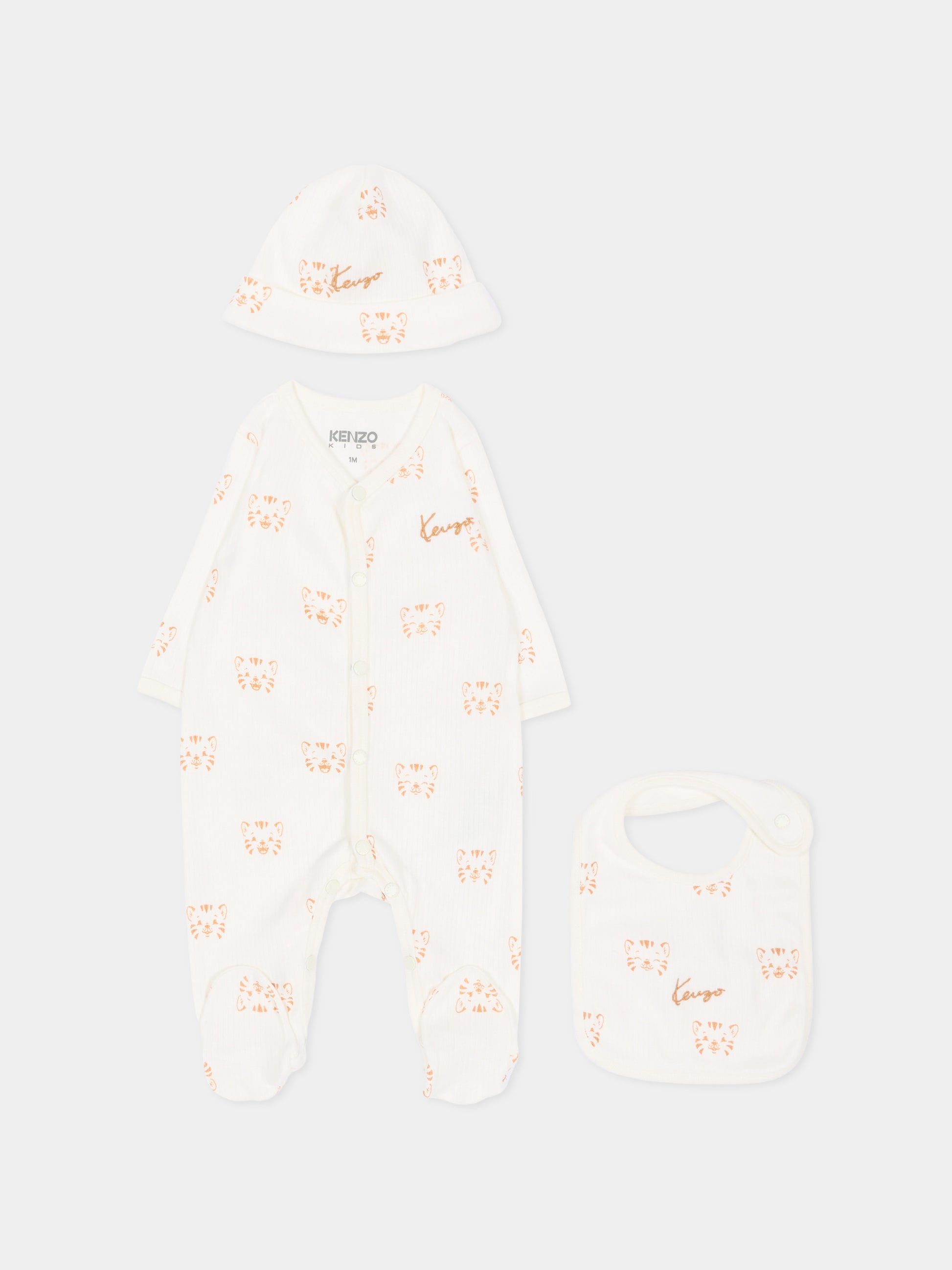 Set tutina avorio per neonati  con tigri,Kenzo Kids,K62088 117