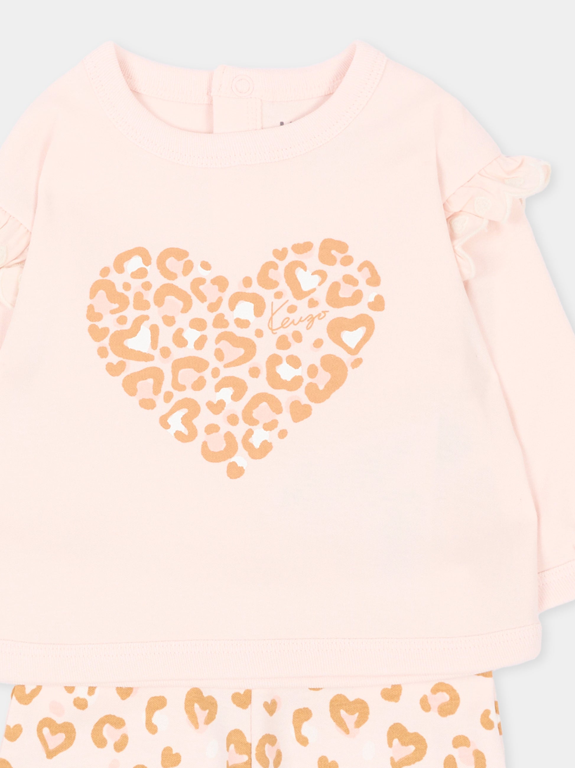 Completo nascita rosa per neonata con cuore,Kenzo Kids,K62096 43B