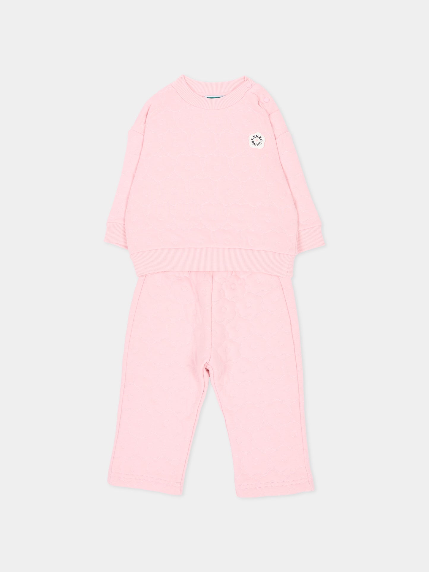 Completo sportivo lungo rosa con logo,Kenzo Kids,K62117 44F