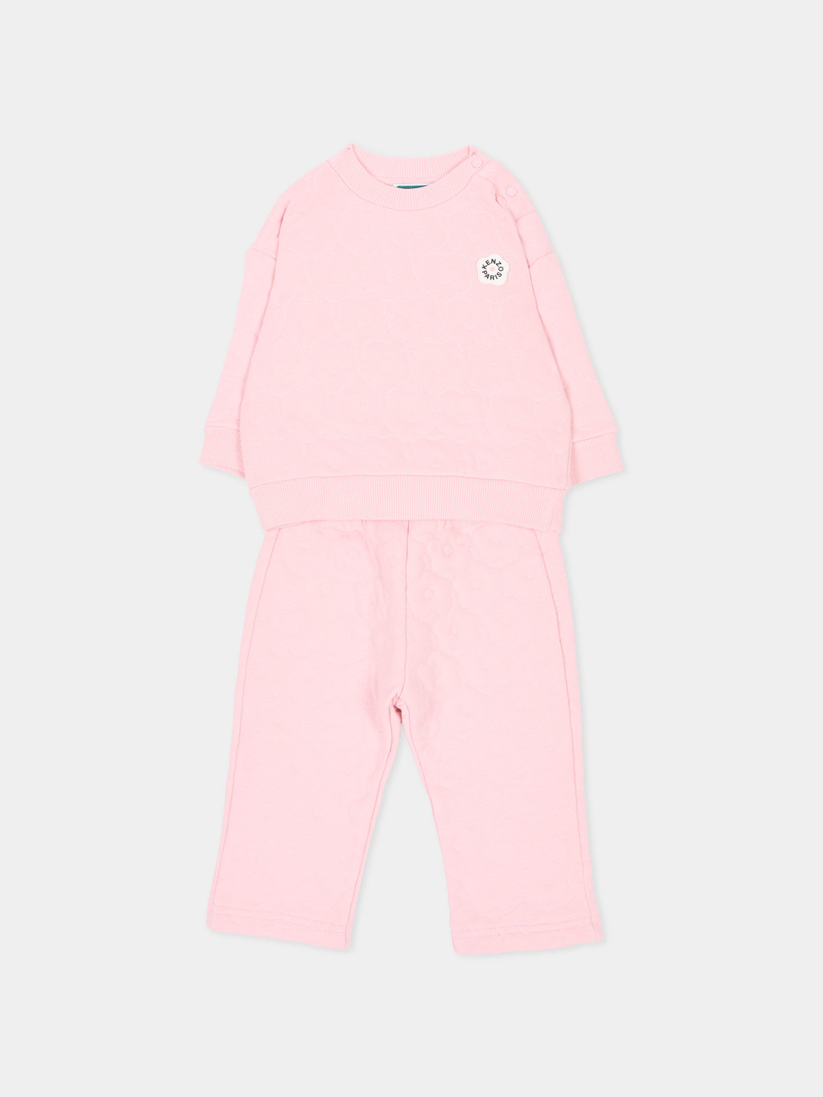 Completo sportivo lungo rosa con logo,Kenzo Kids,K62117 44F