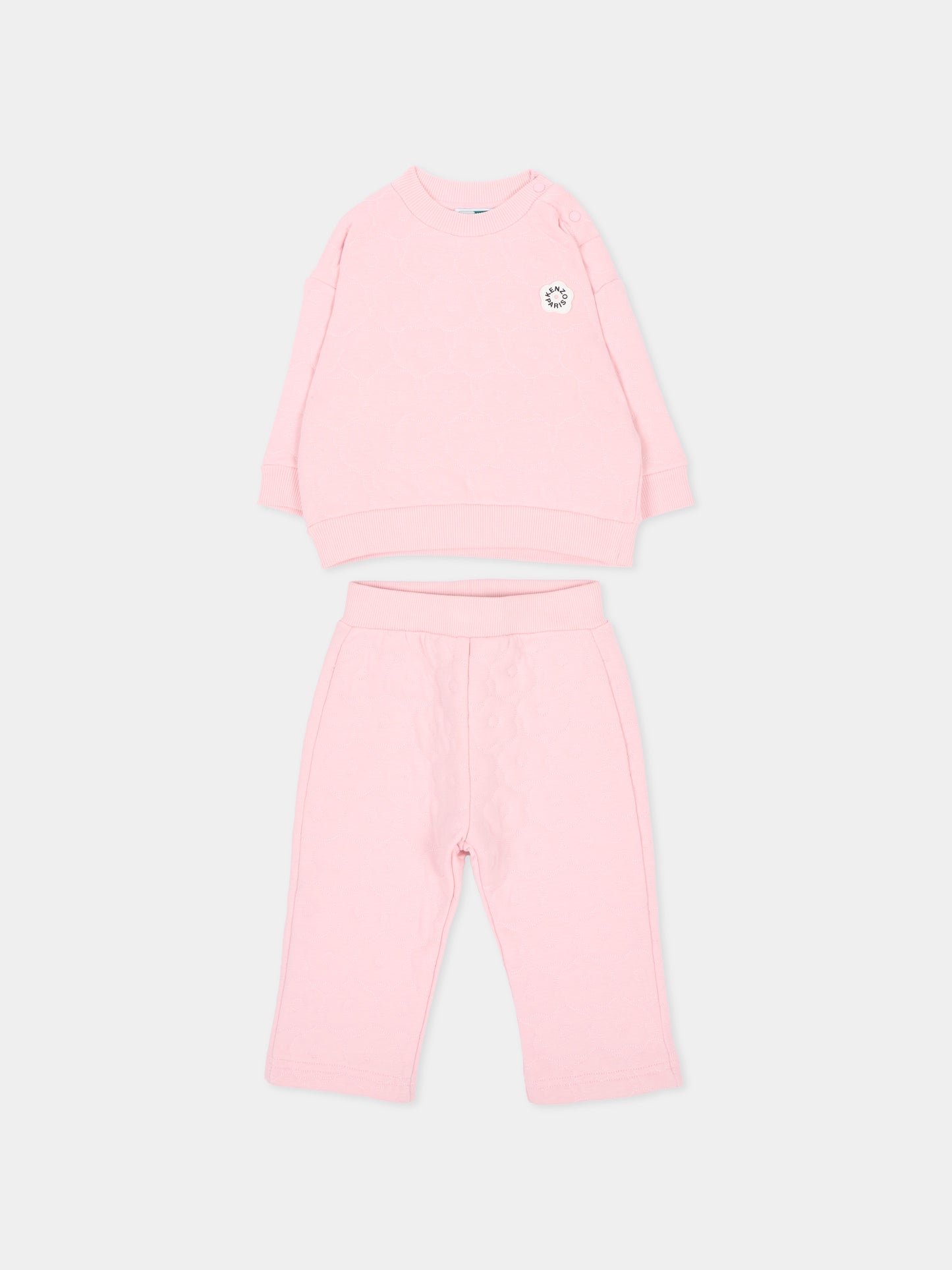 Completo sportivo lungo rosa con logo,Kenzo Kids,K62117 44F