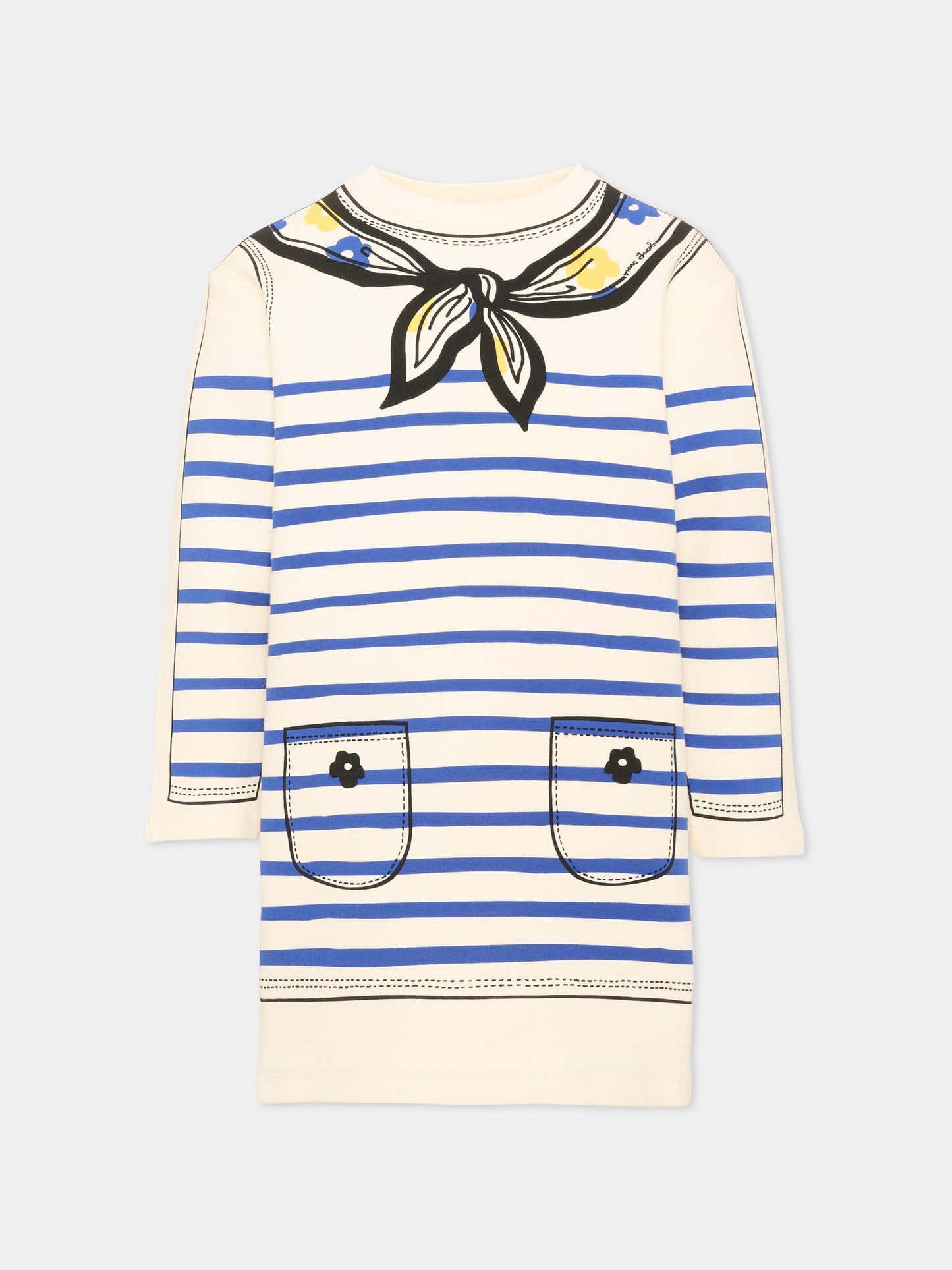 Vestito a manica lunga avorio a righe,Marc Jacobs,W60972 148