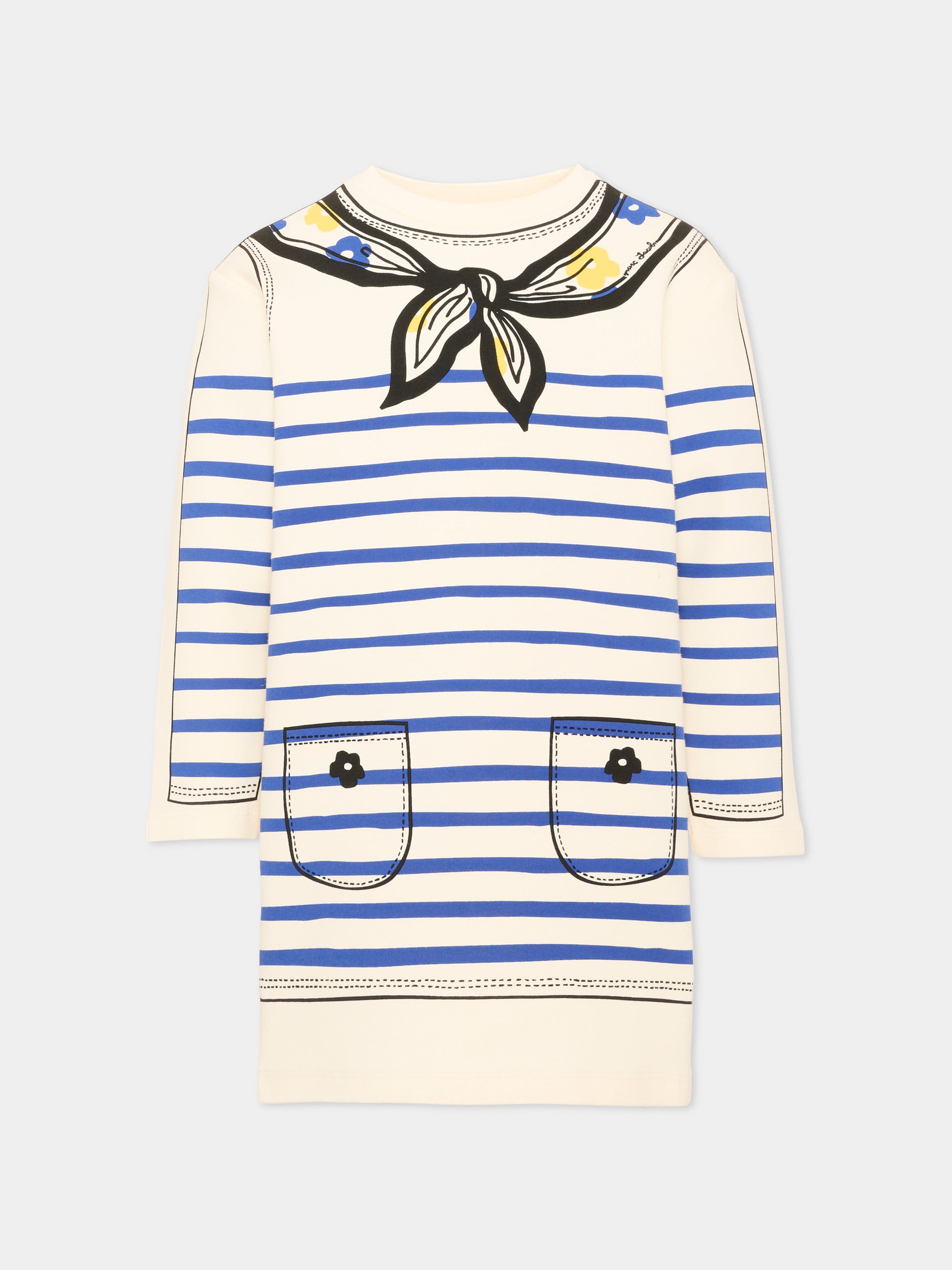 Vestito a manica lunga avorio a righe,Marc Jacobs,W60972 148