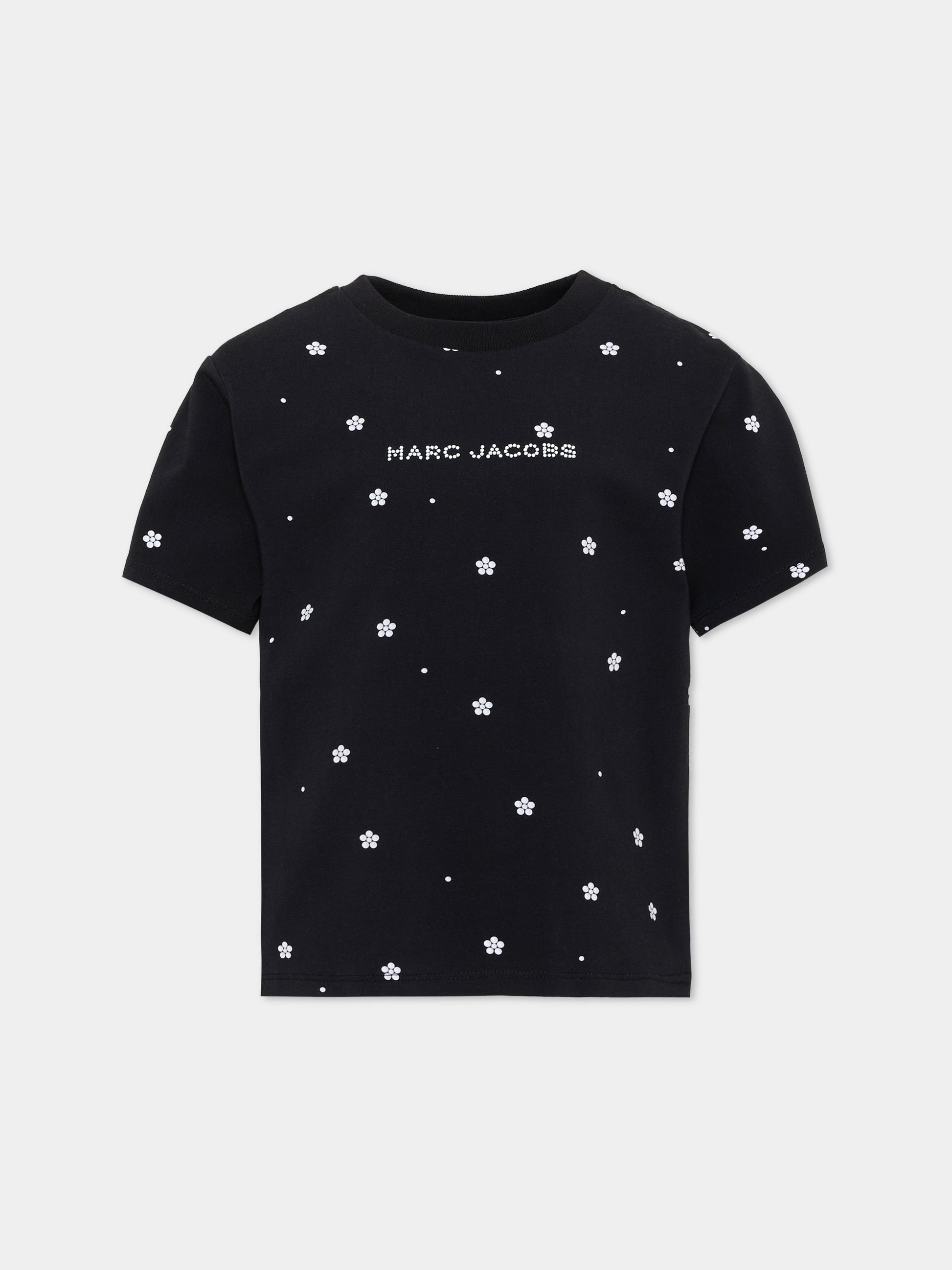 T-shirt nera per bambina con fiori,Marc Jacobs,W60995 09B